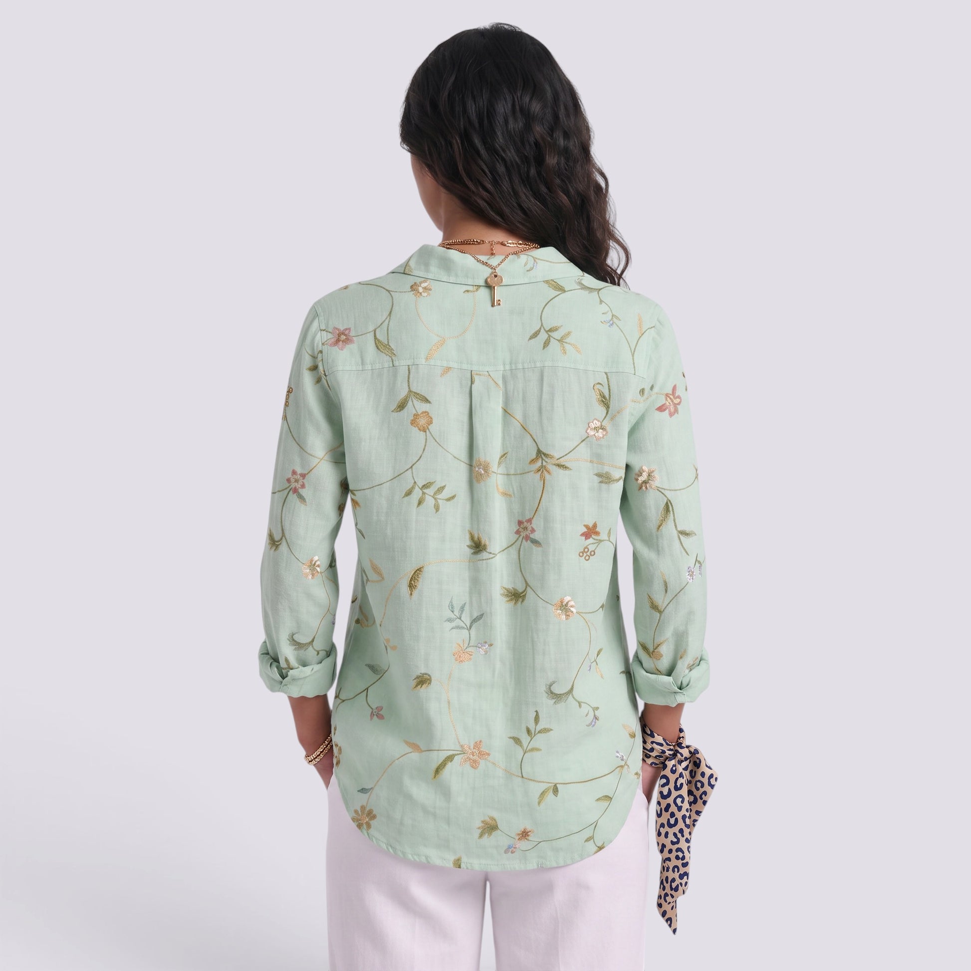 Camisa Mujer Estampado Leopardo Cuello Mao