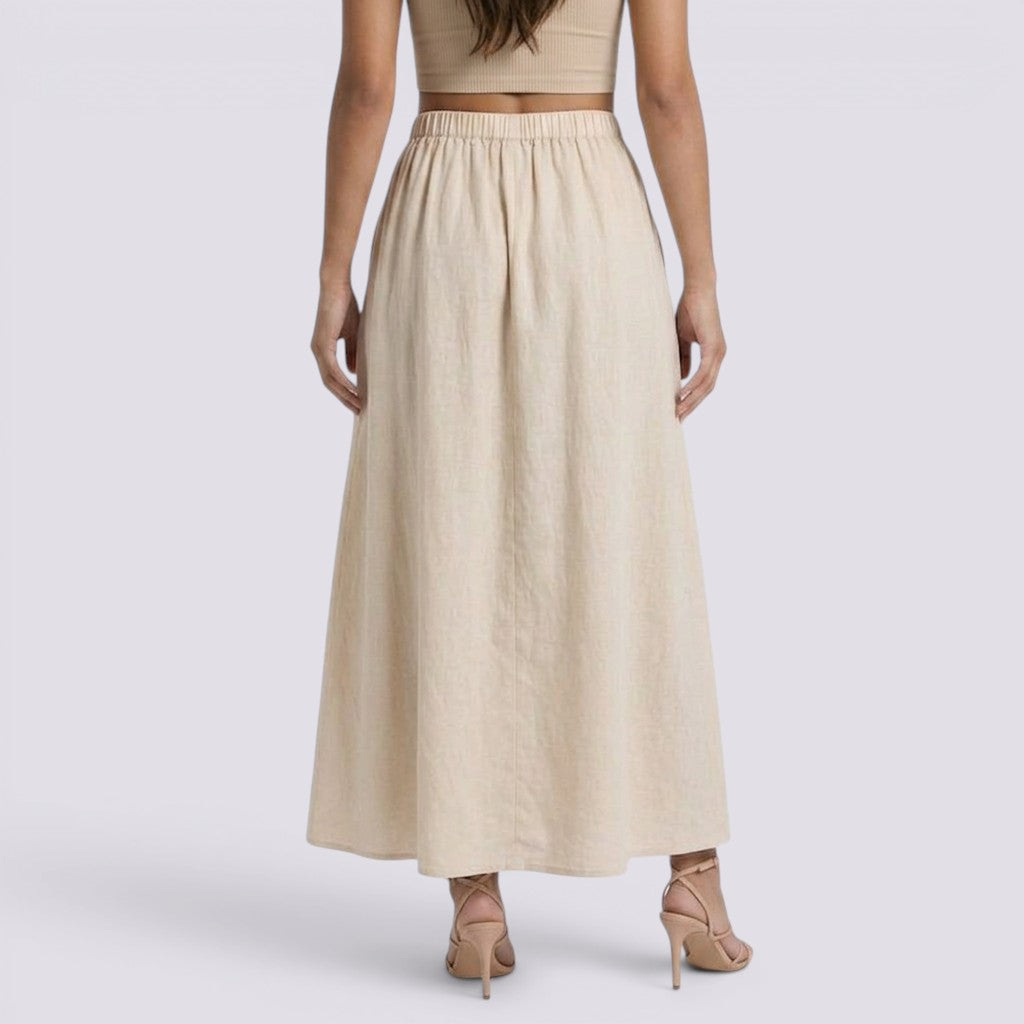 Falda Midi Plisada Large Mujer Elegante