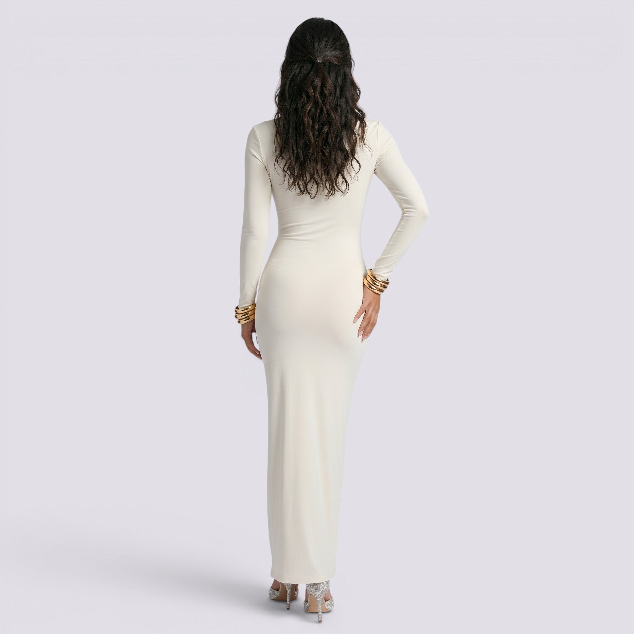 Vestido Largo Ajustado Mujer Cut Out Elegante