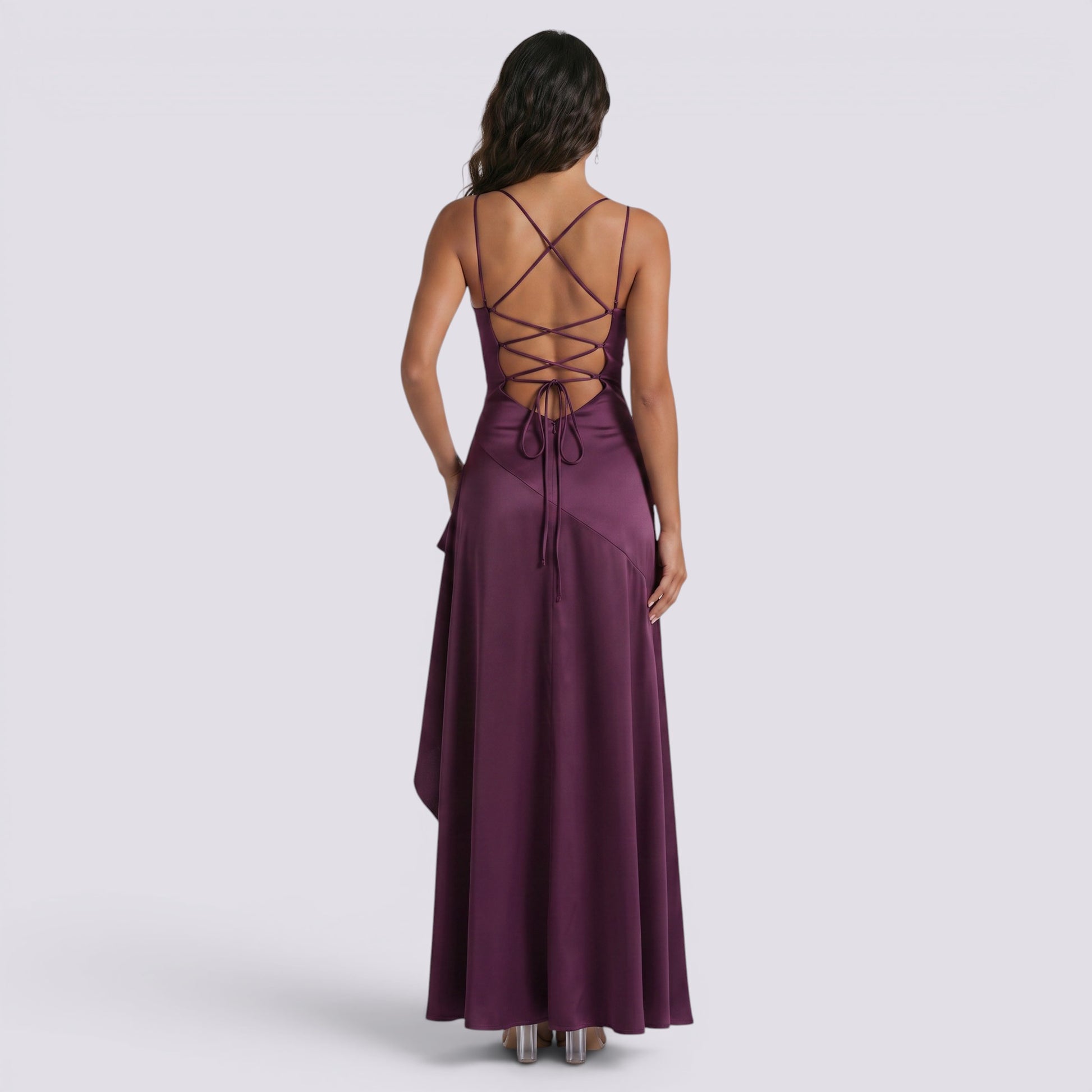 Vestido Largo Fiesta Mujer Satinado Descubierta