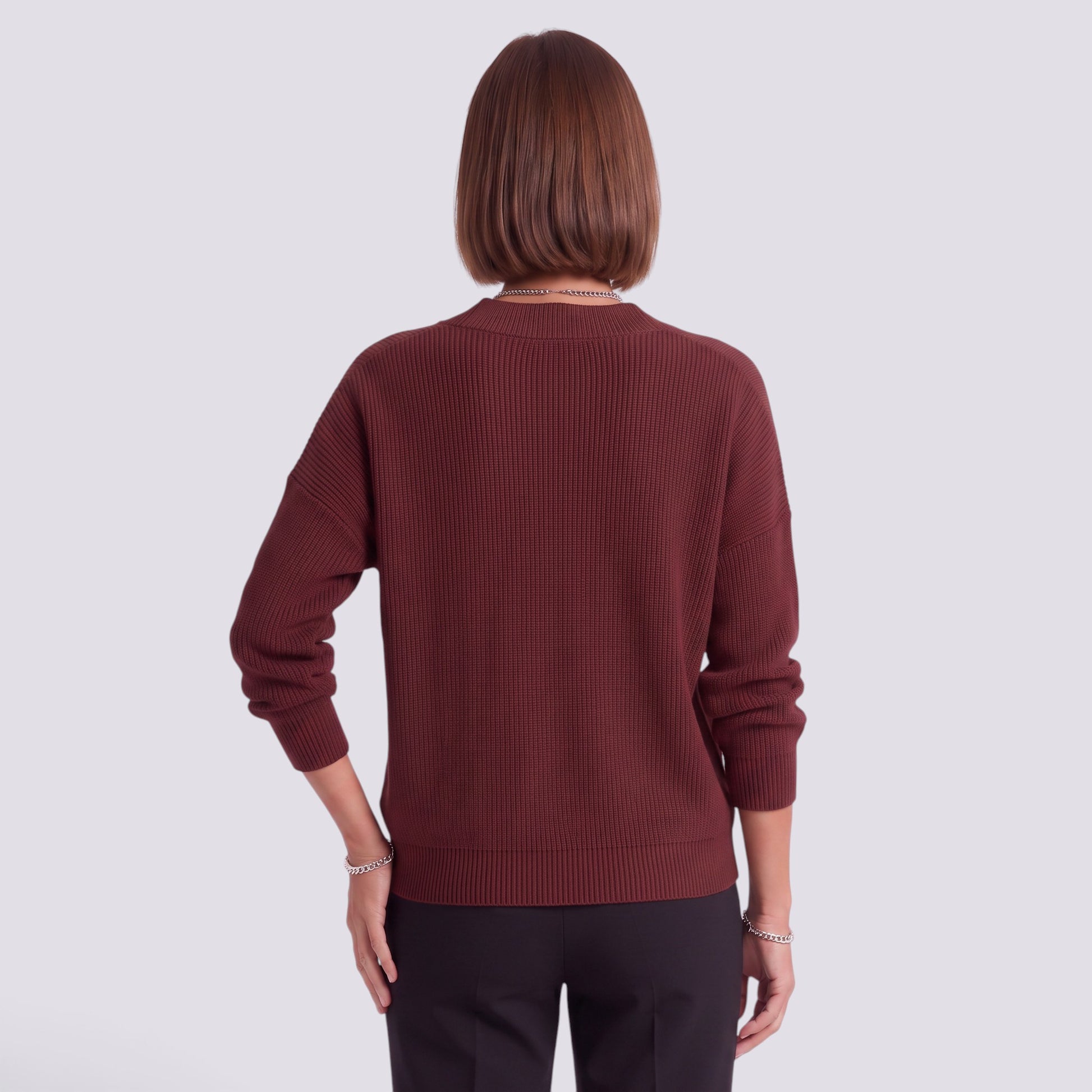 Jersey Mujer Cuello Pico Punto Holgado