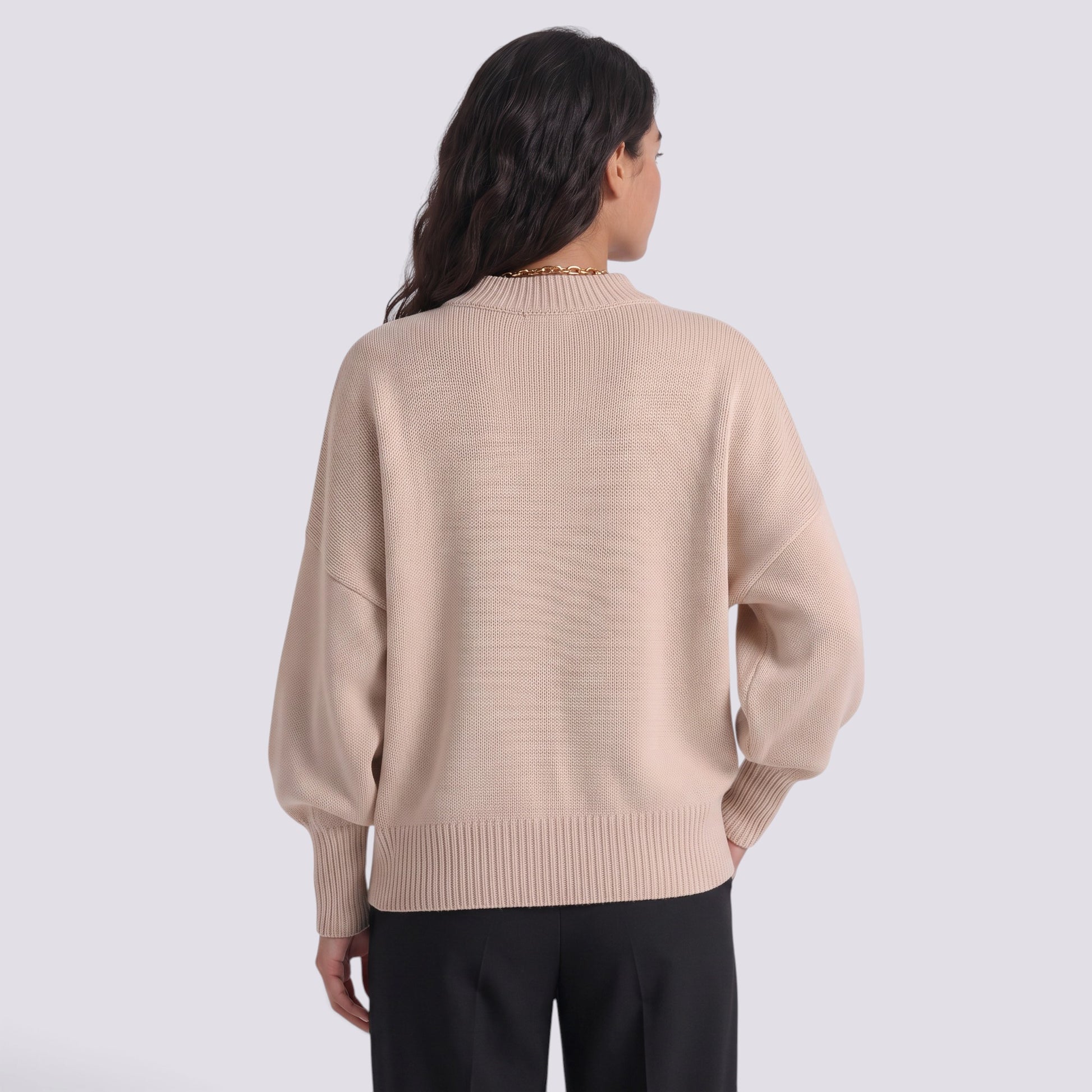 Jersey Mujer de Punto Grueso Cuello Redondo