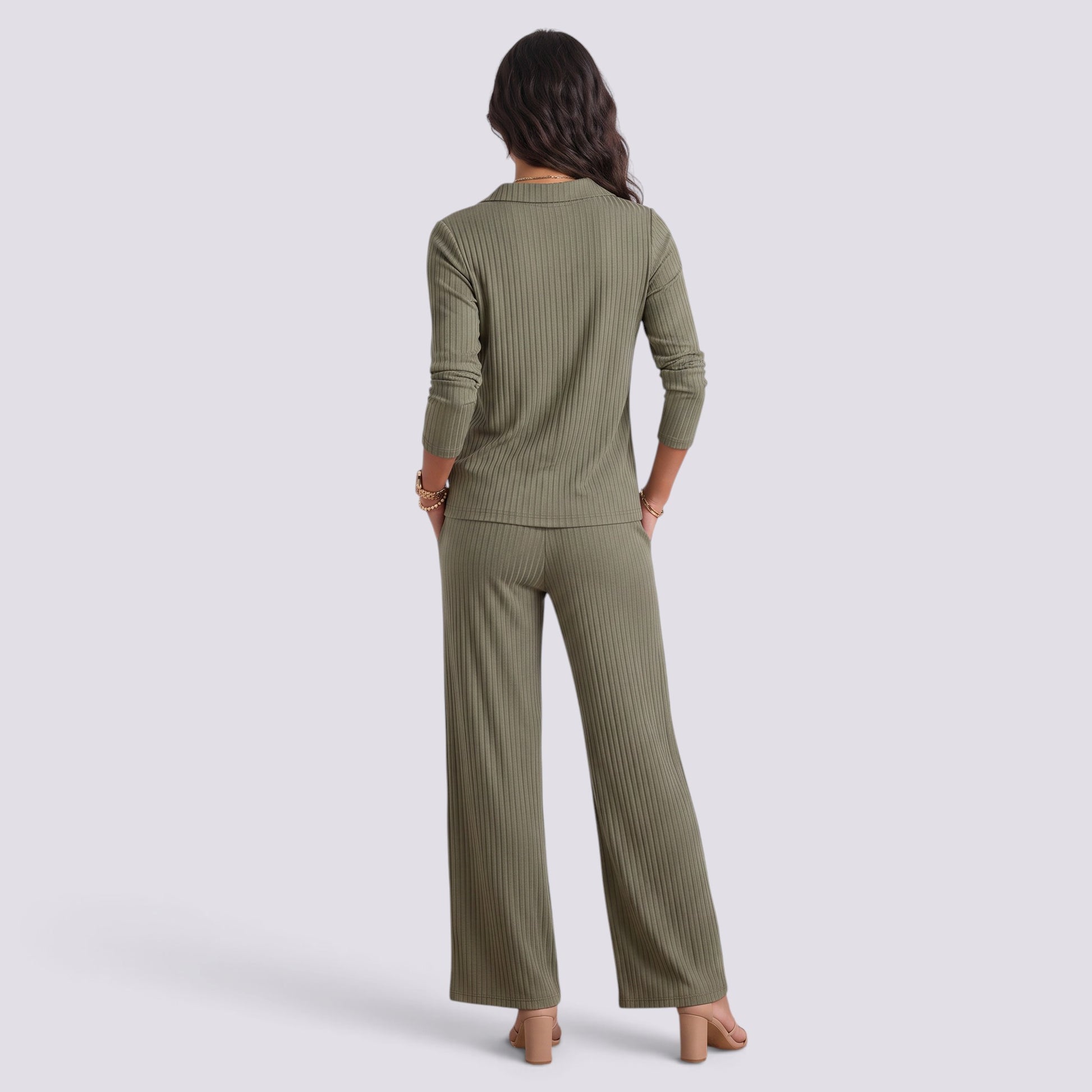 Conjunto Mujer Camisa y Pantalón Ancho