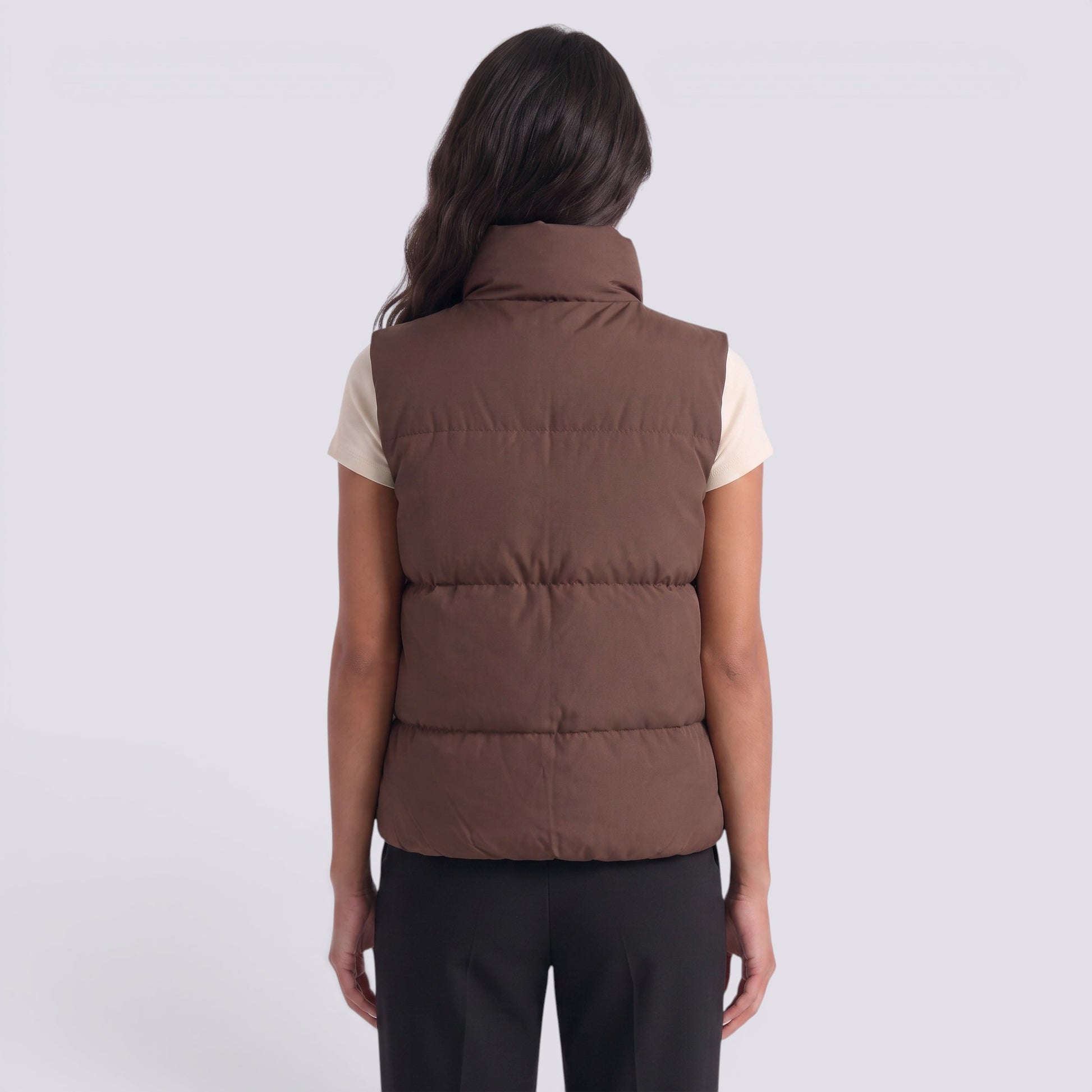 Chaleco Acolchado Corto Mujer Cuello Alto