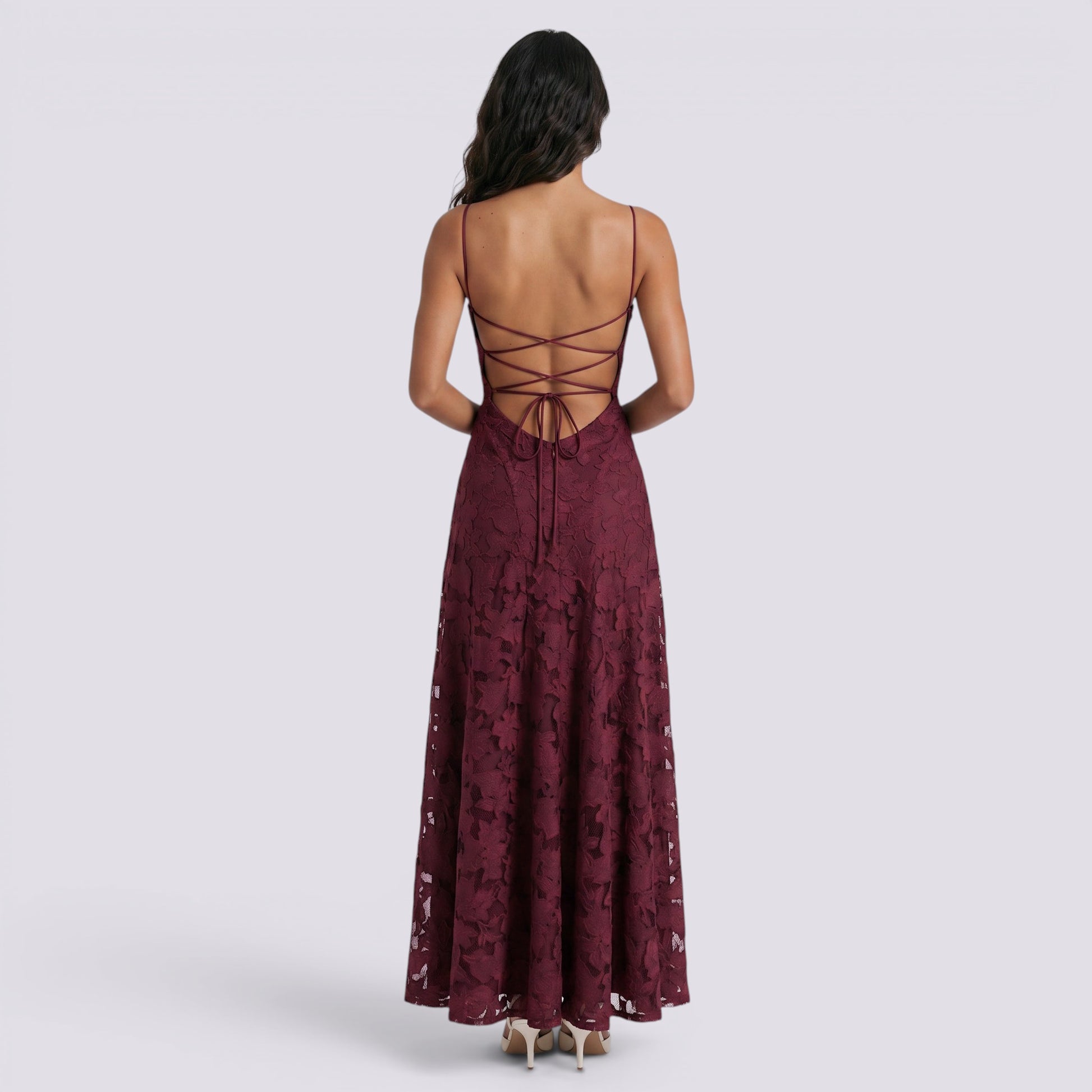 Vestido Largo Mujer Invitada Espalda Descubierta