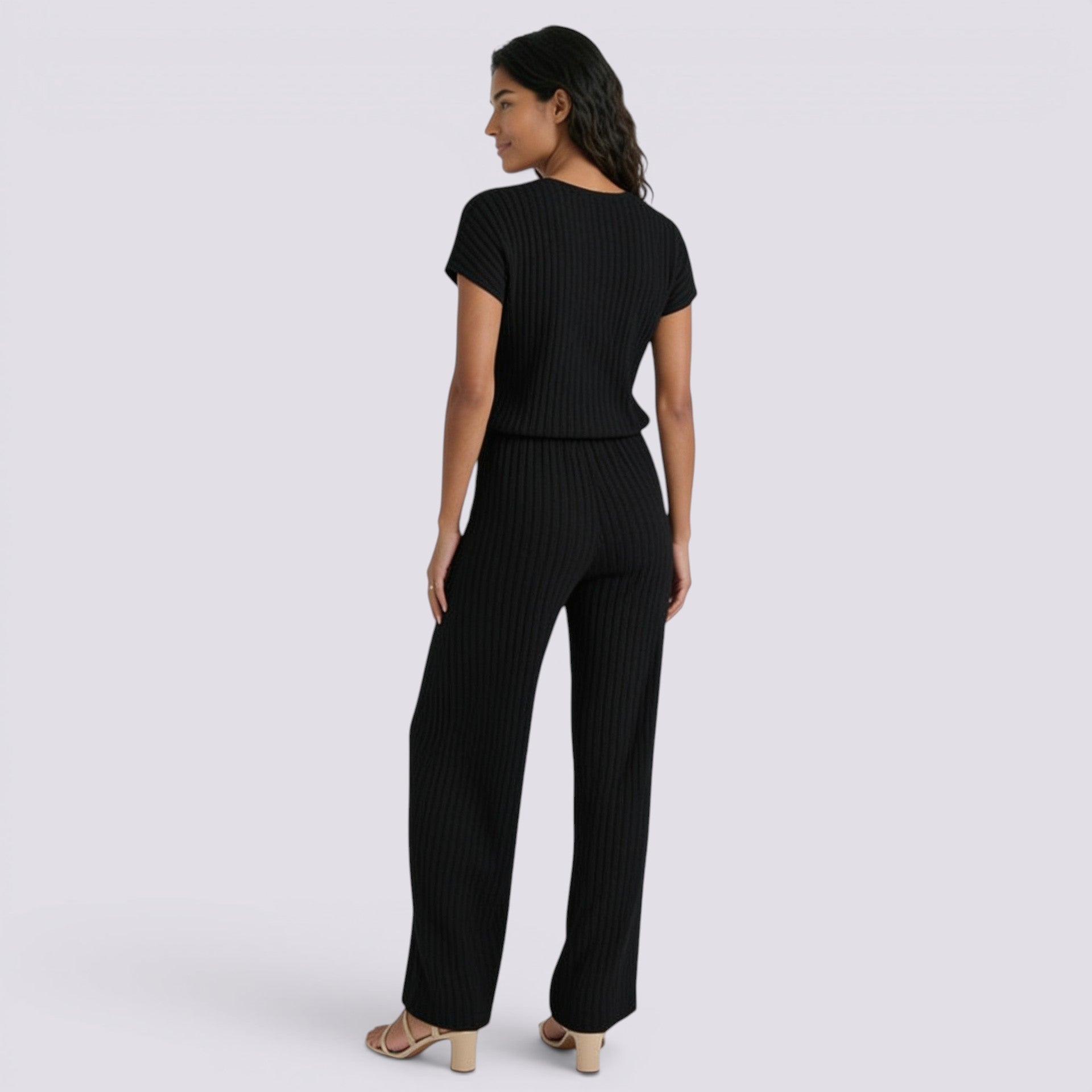Conjunto Punto Canalé Mujer Pantalón Ancho