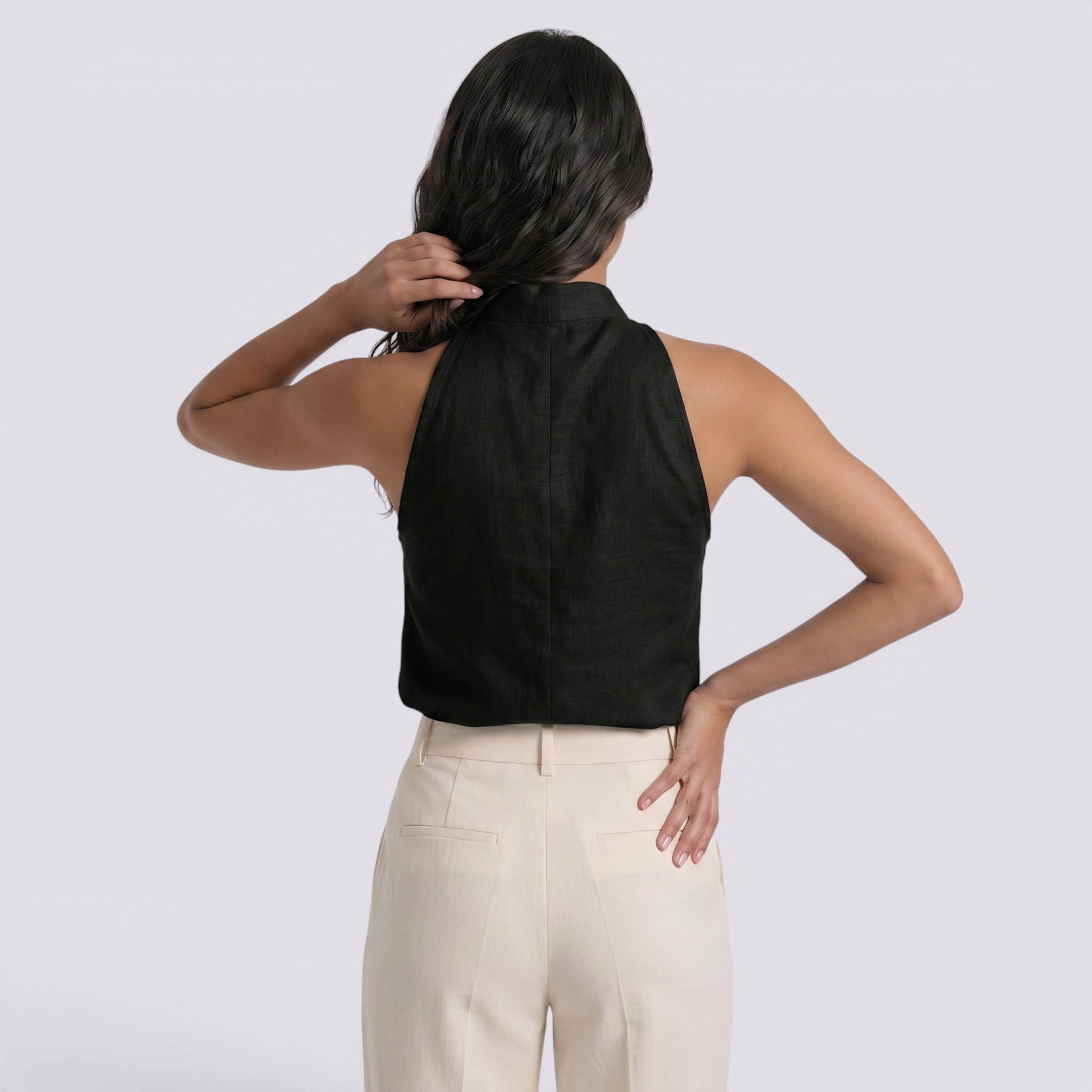 Camiseta Sin Mangas Mujer Cuello Alto Elegante