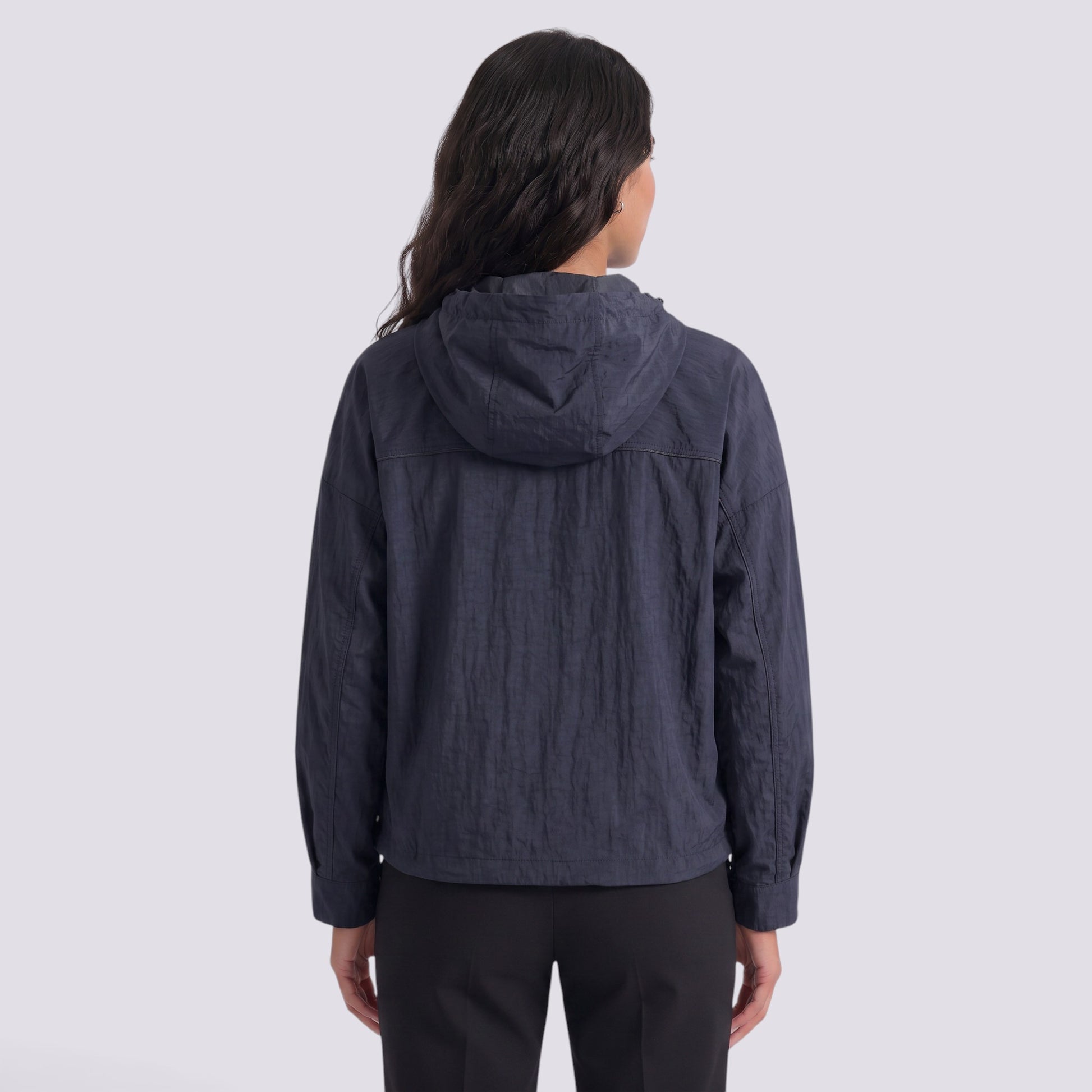 Abrigo Mujer Oversize con Capucha Holgada Bicolor