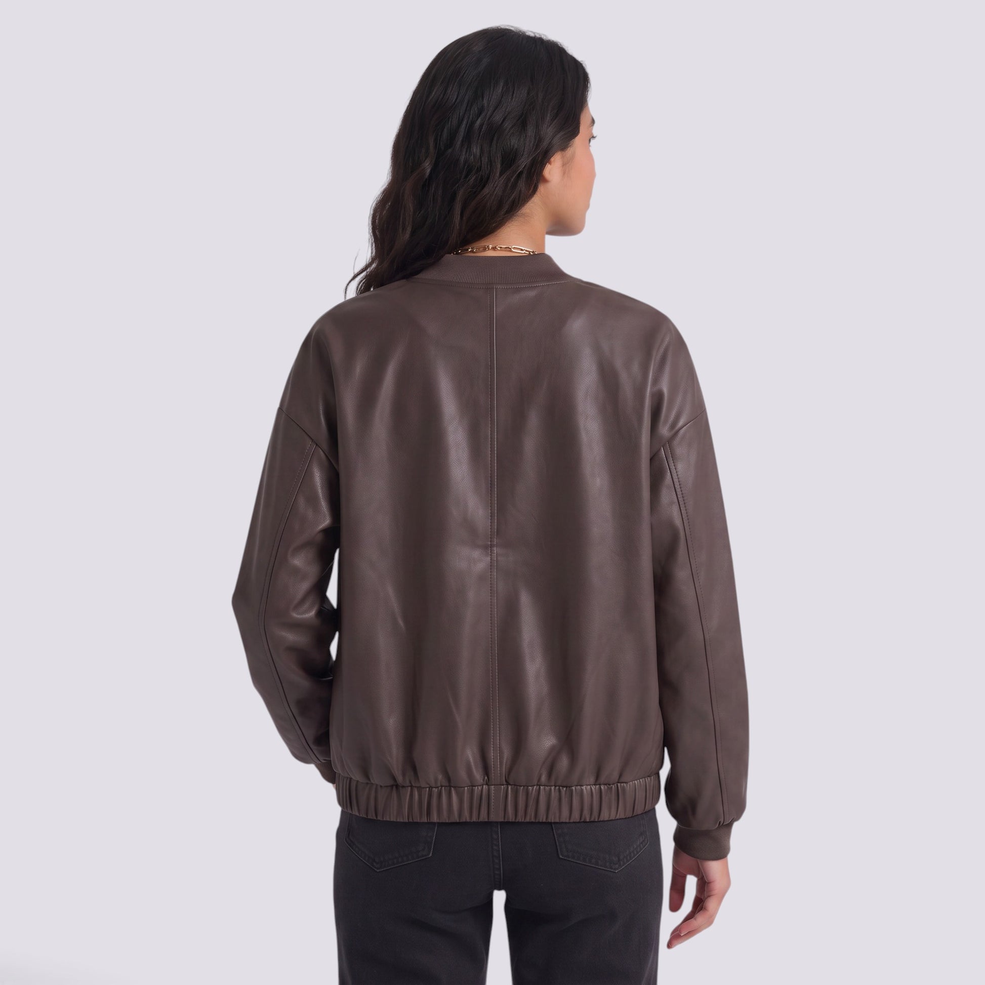 Chaqueta Cuero Mujer Corta Motera Efecto Piel