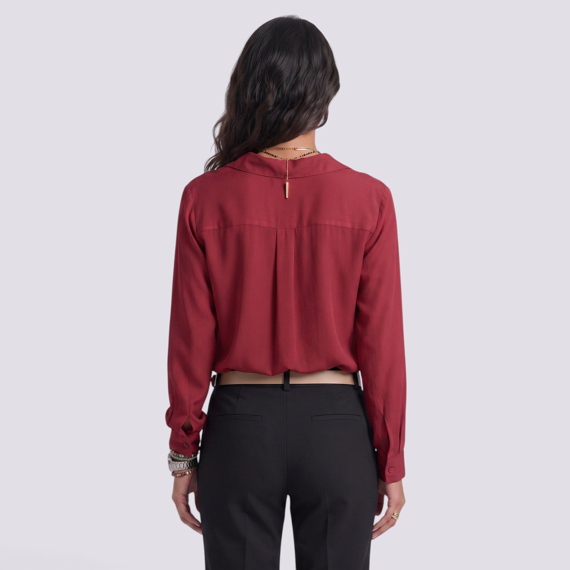 Camisa Mujer Manga Larga Escote V Botonada