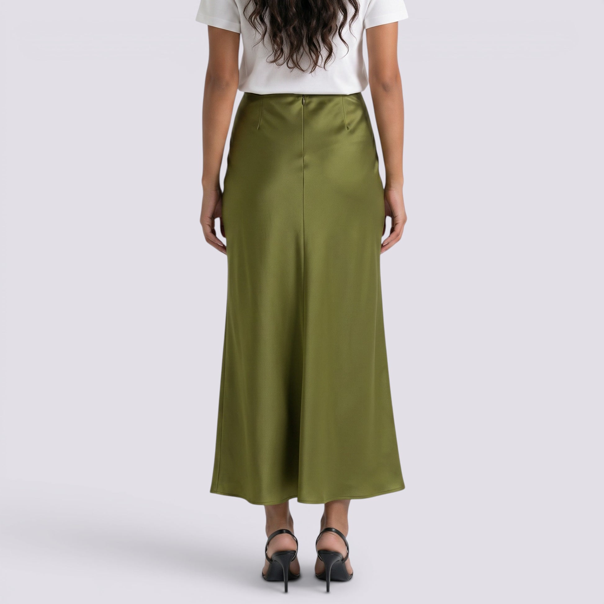Falda Larga Satinada Mujer Elegante
