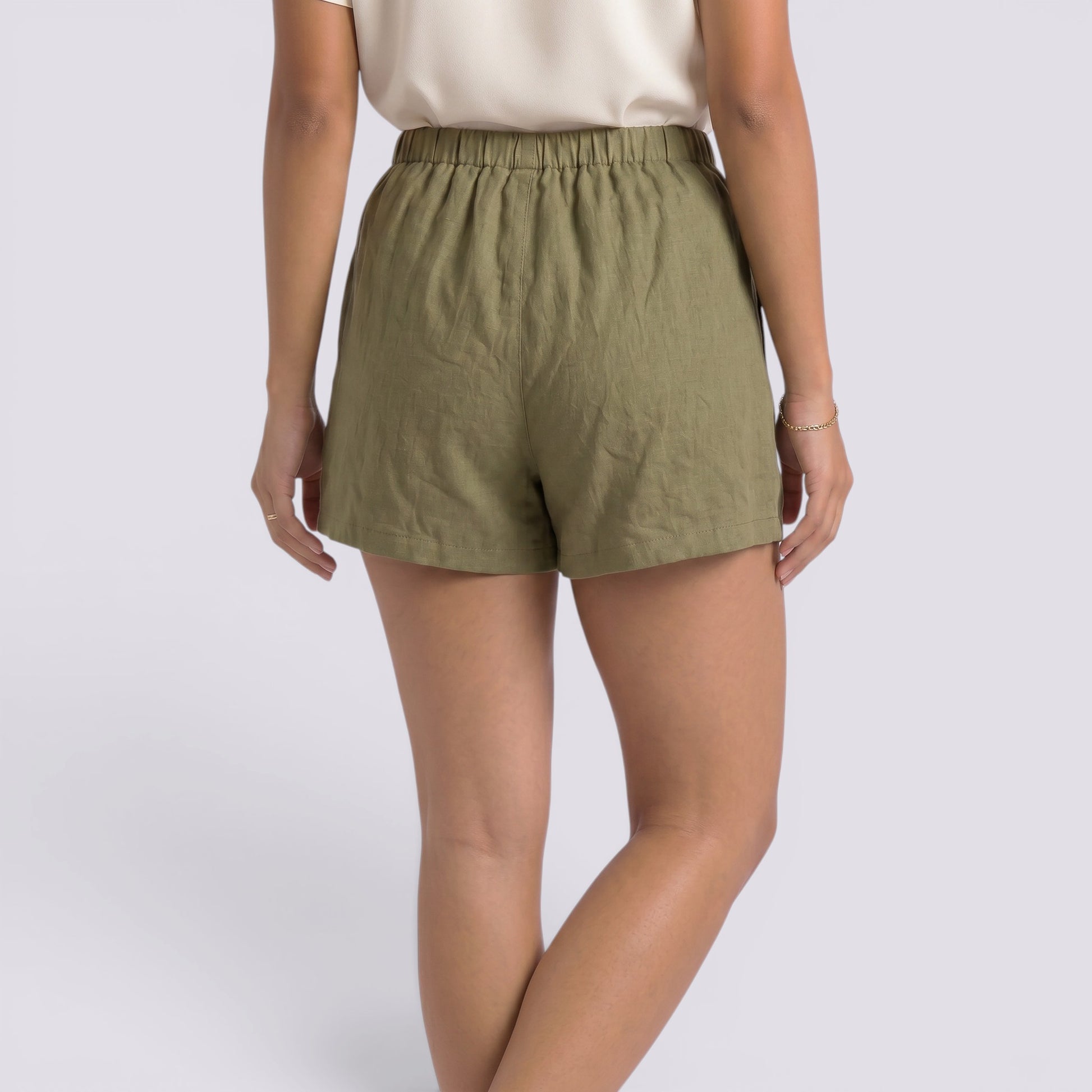 Pantalones Cortos Mujer Lino Elegante