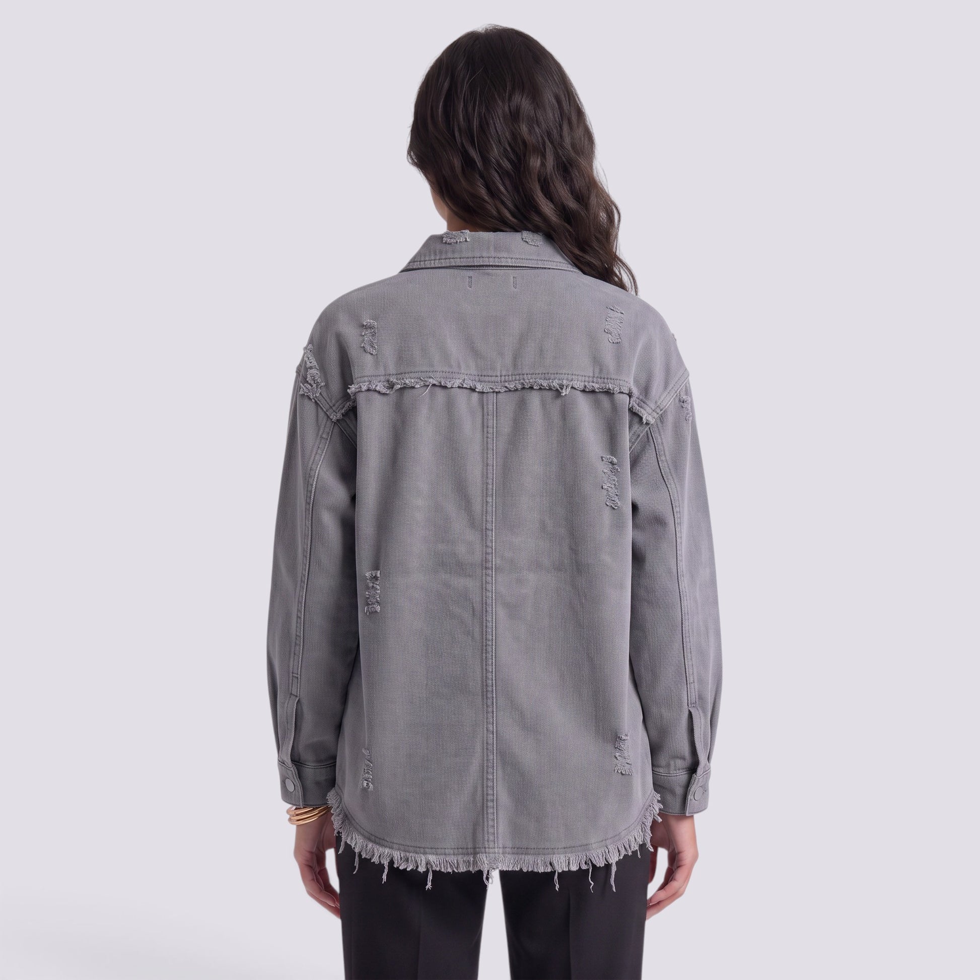 Chaqueta Vaquera Mujer Efecto Rota Deshilachada