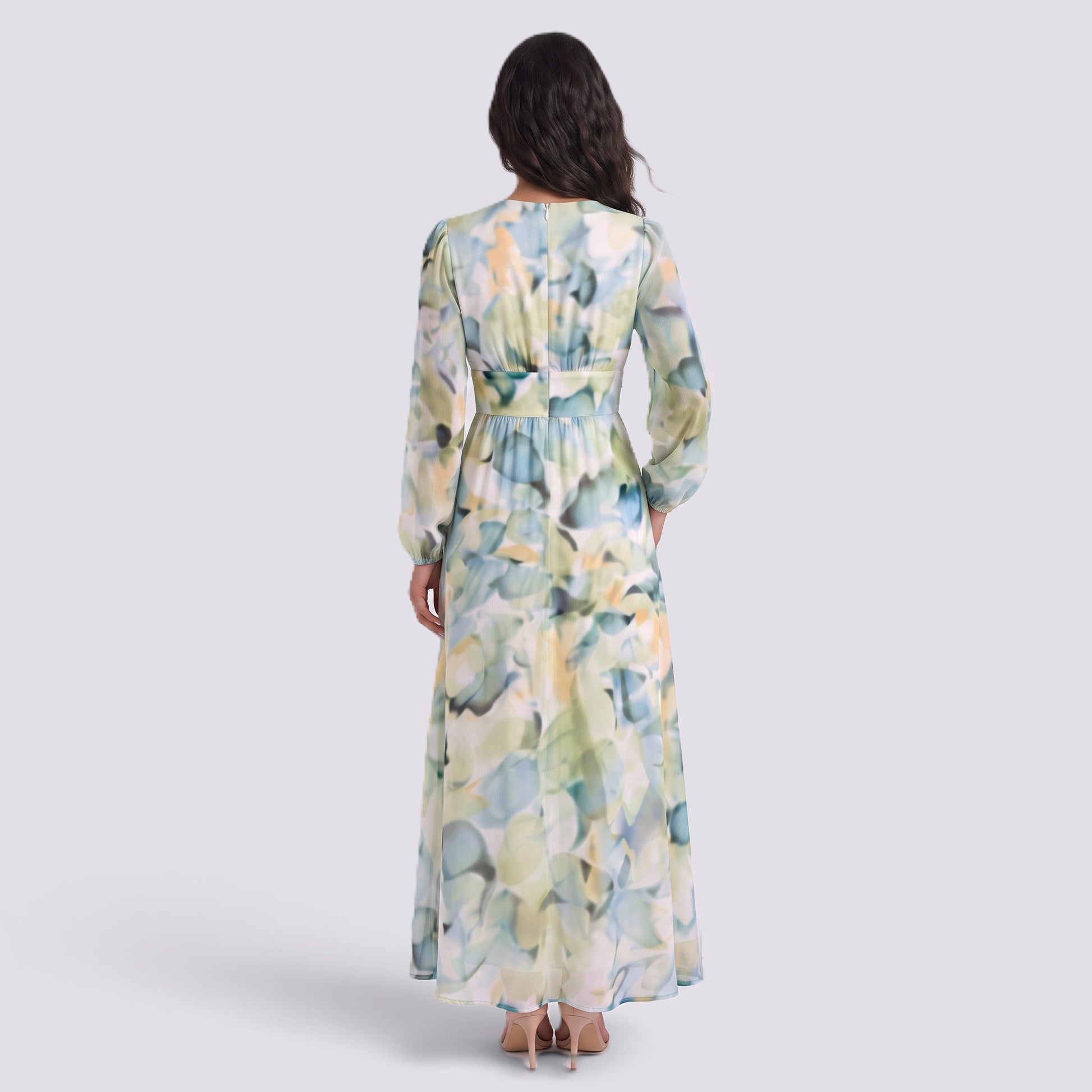 Vestido Largo Mujer Estampado Cintura Alta