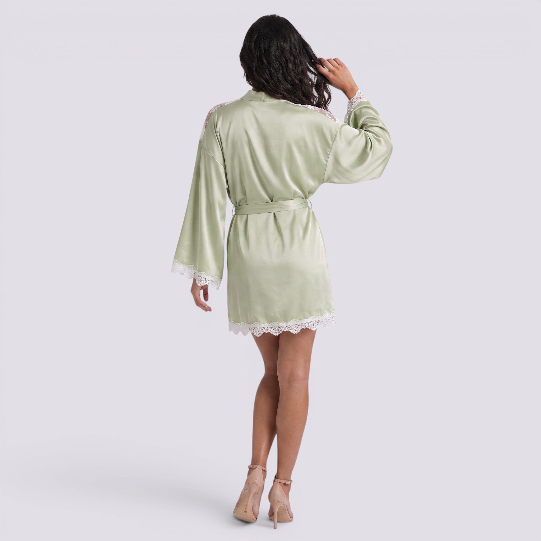 Chaqueta Kimono Mujer Encaje Satinado