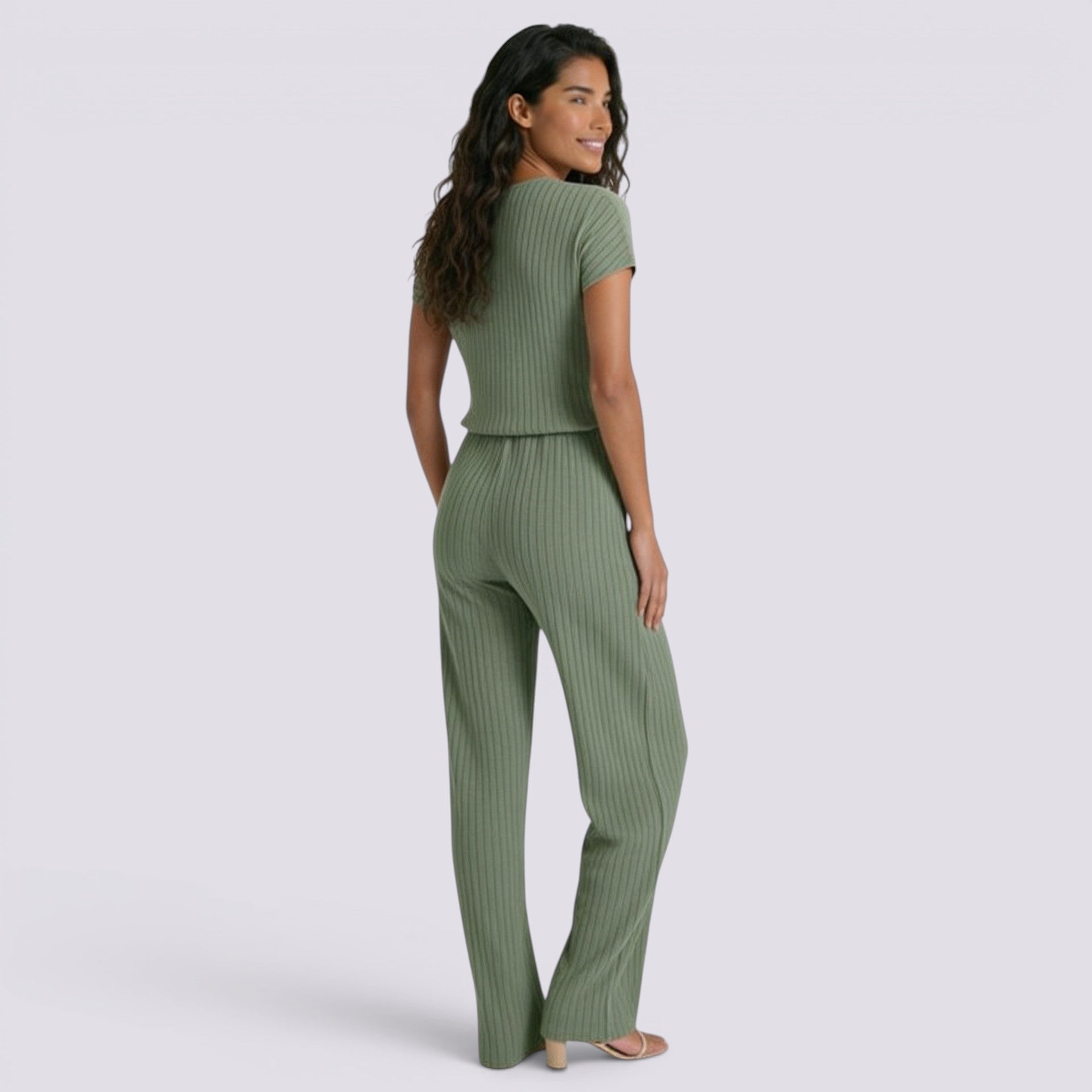 Conjunto Punto Canalé Mujer Pantalón Ancho