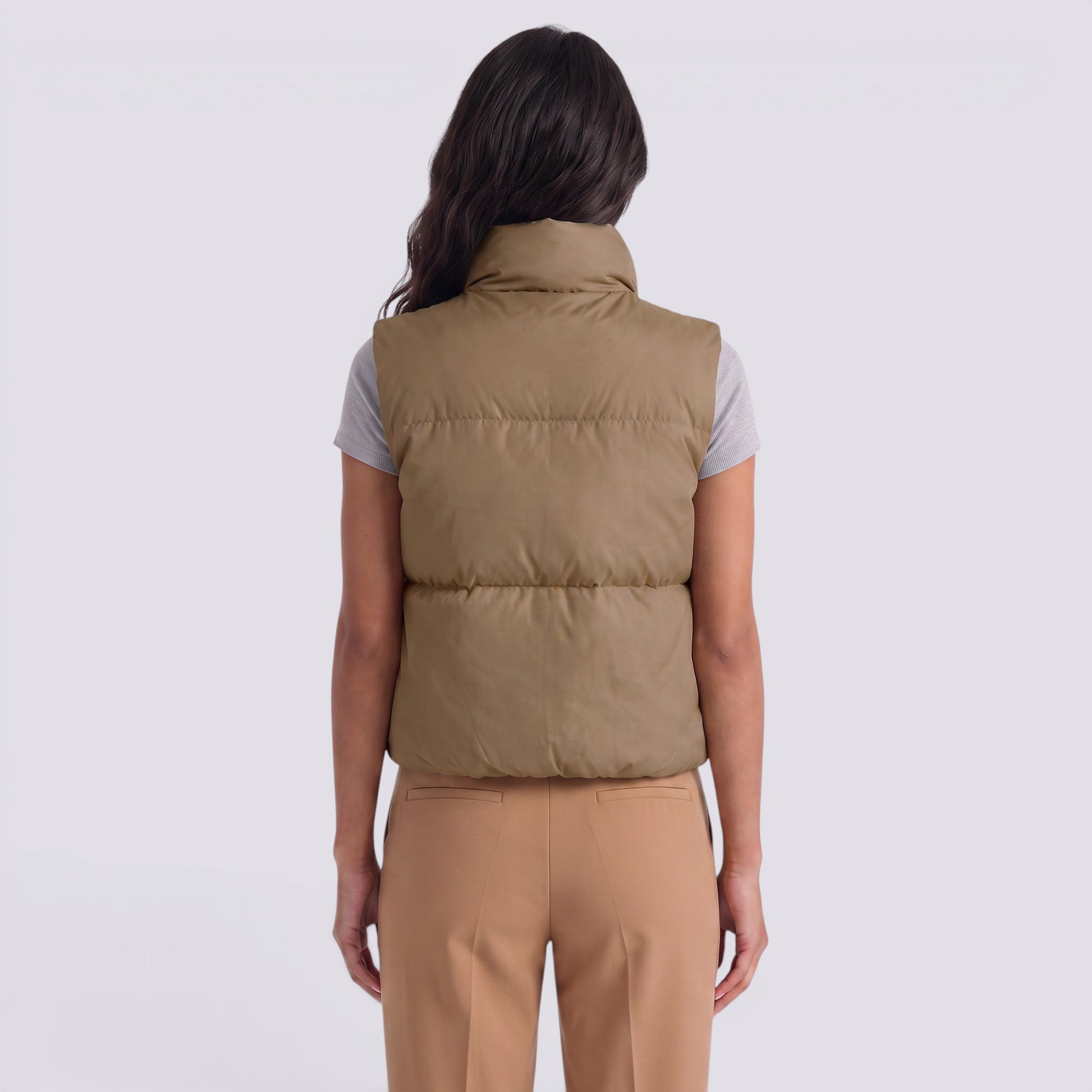 Chaleco Acolchado Corto Mujer Cuello Alto