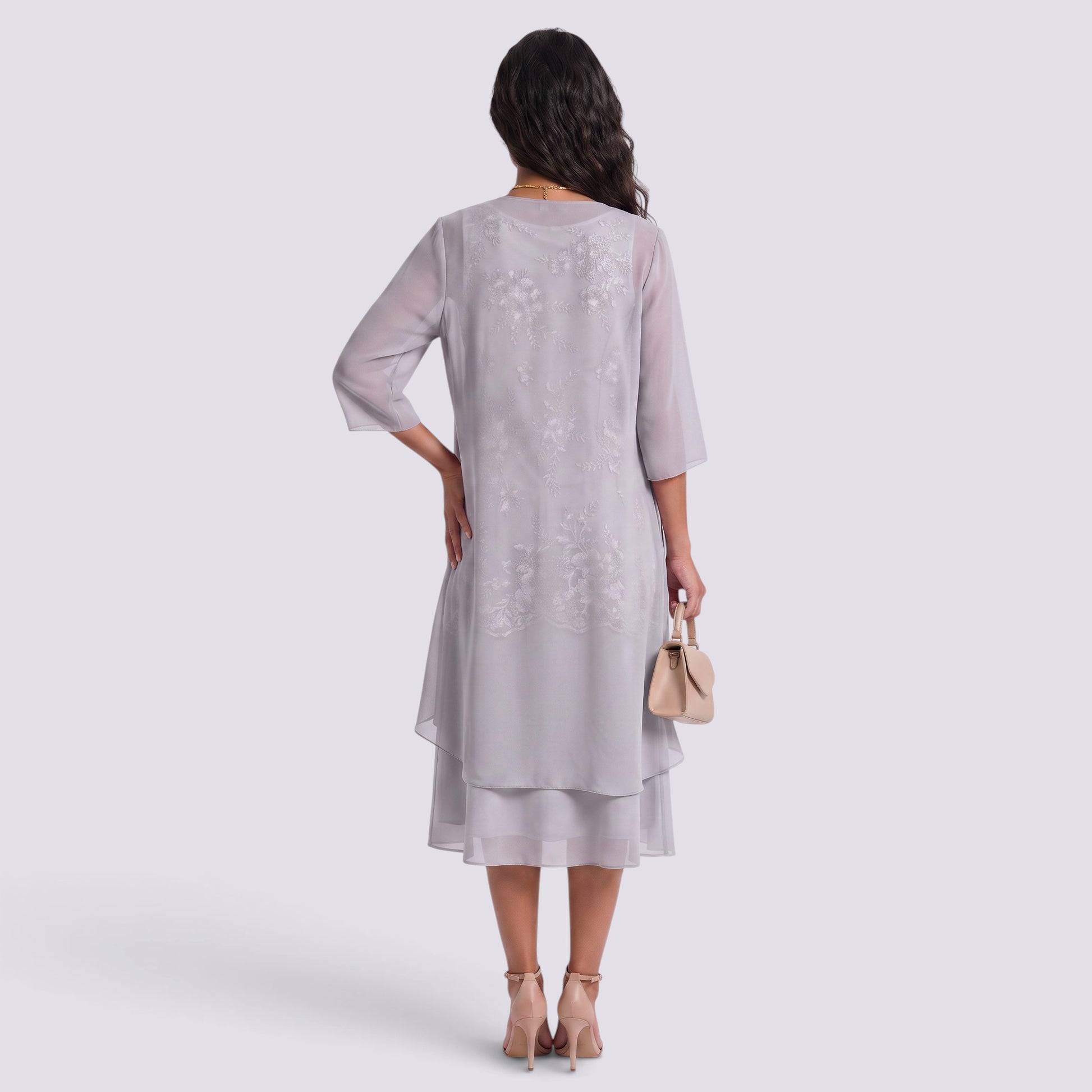 Vestido Largo Mujer Dos Piezas Encaje