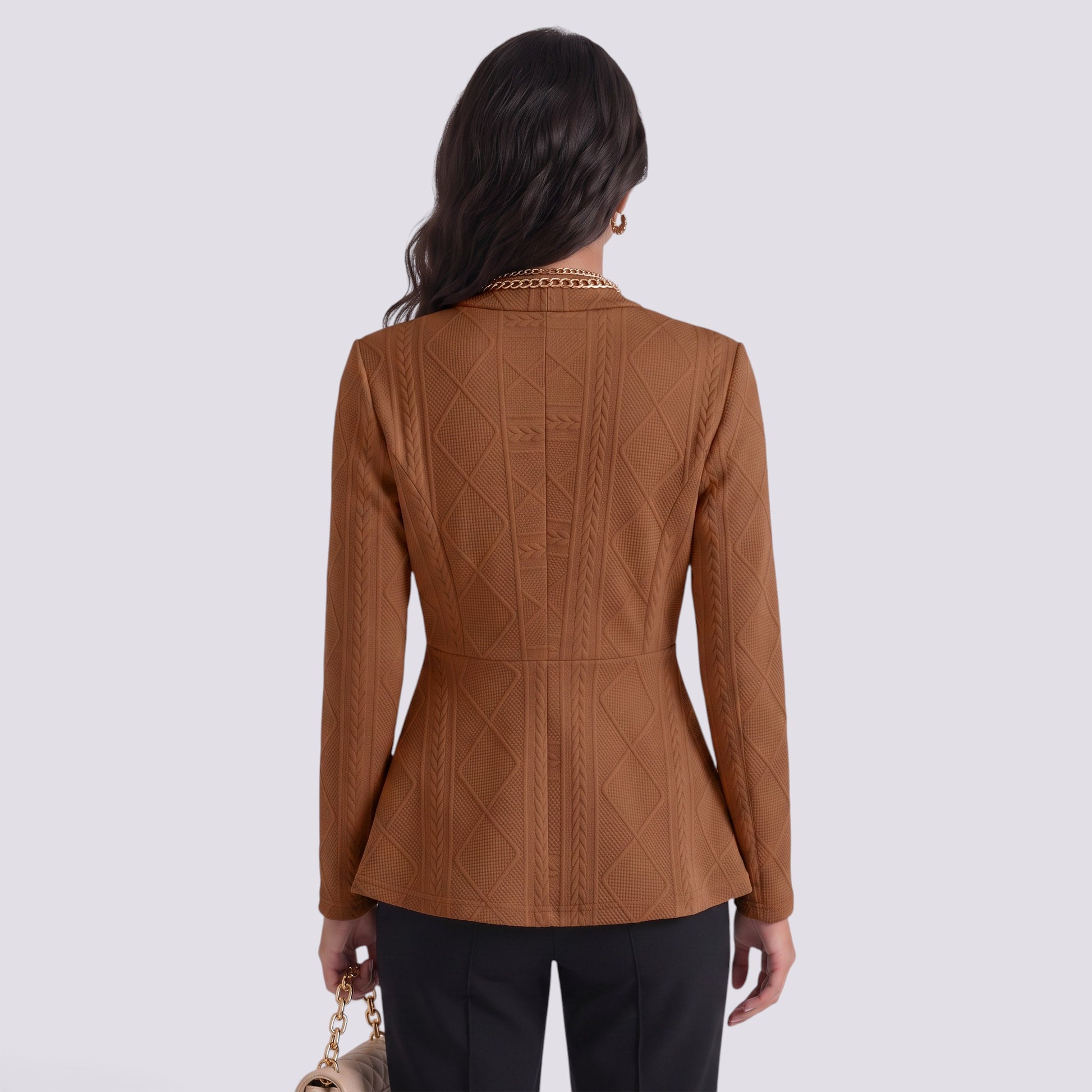 Blazer Mujer Entallado Jacquard Textura