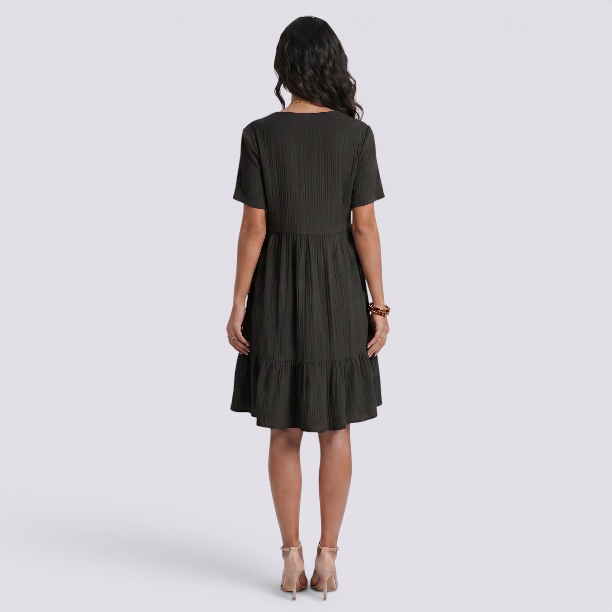 Vestido Corto Mujer Verano Cuello Pico Boho