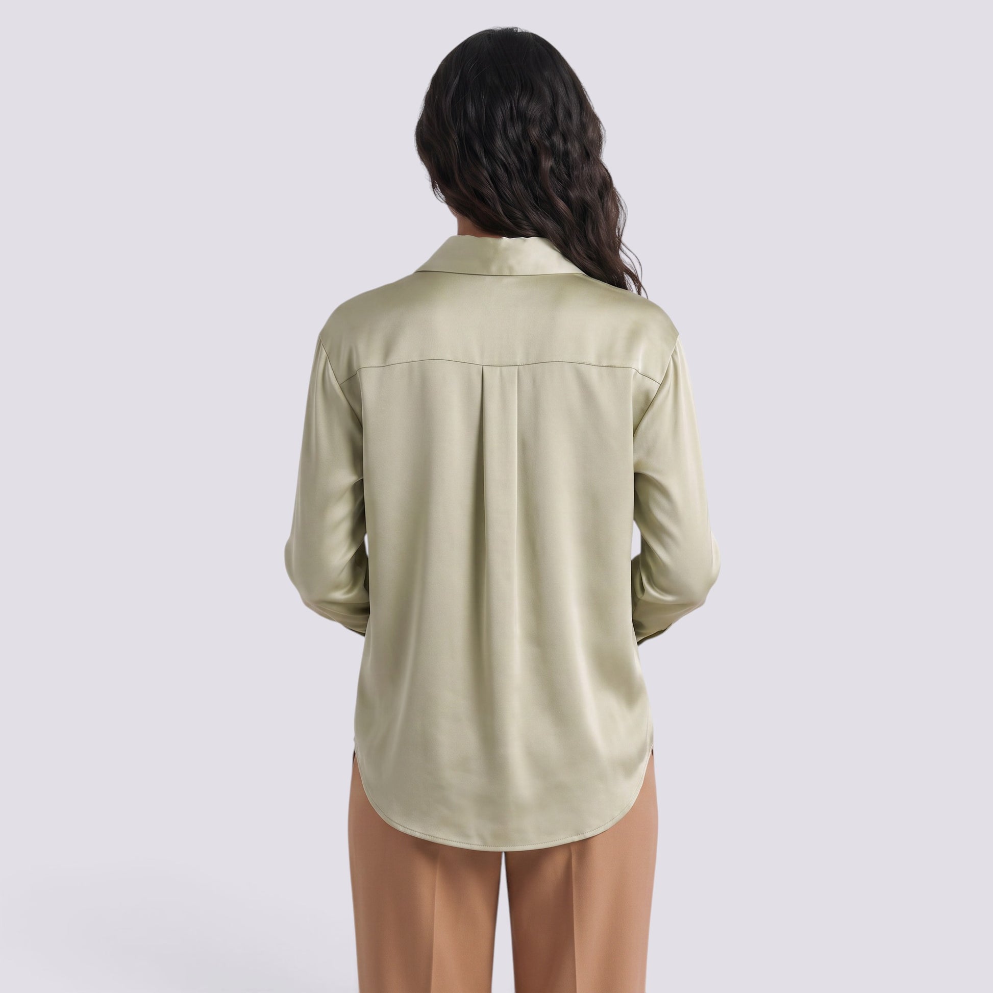 Camisa Satinada Mujer Manga Larga