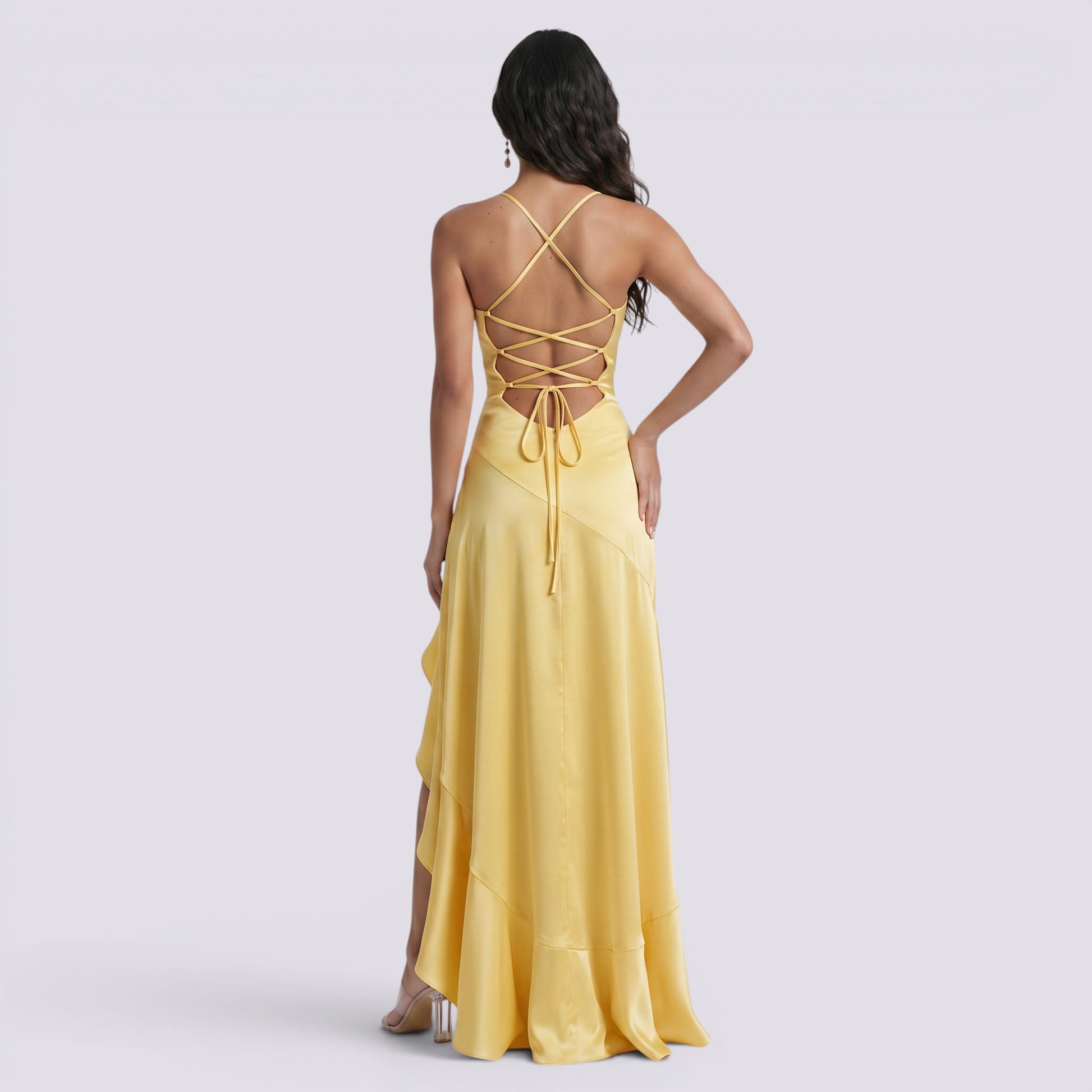Vestido Largo Fiesta Mujer Satinado Descubierta