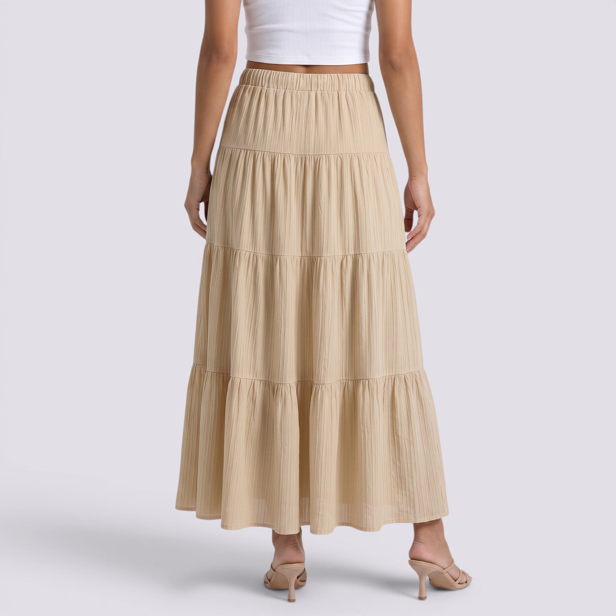 Falda Midi Mujer Cintura Alta Elegante Verano