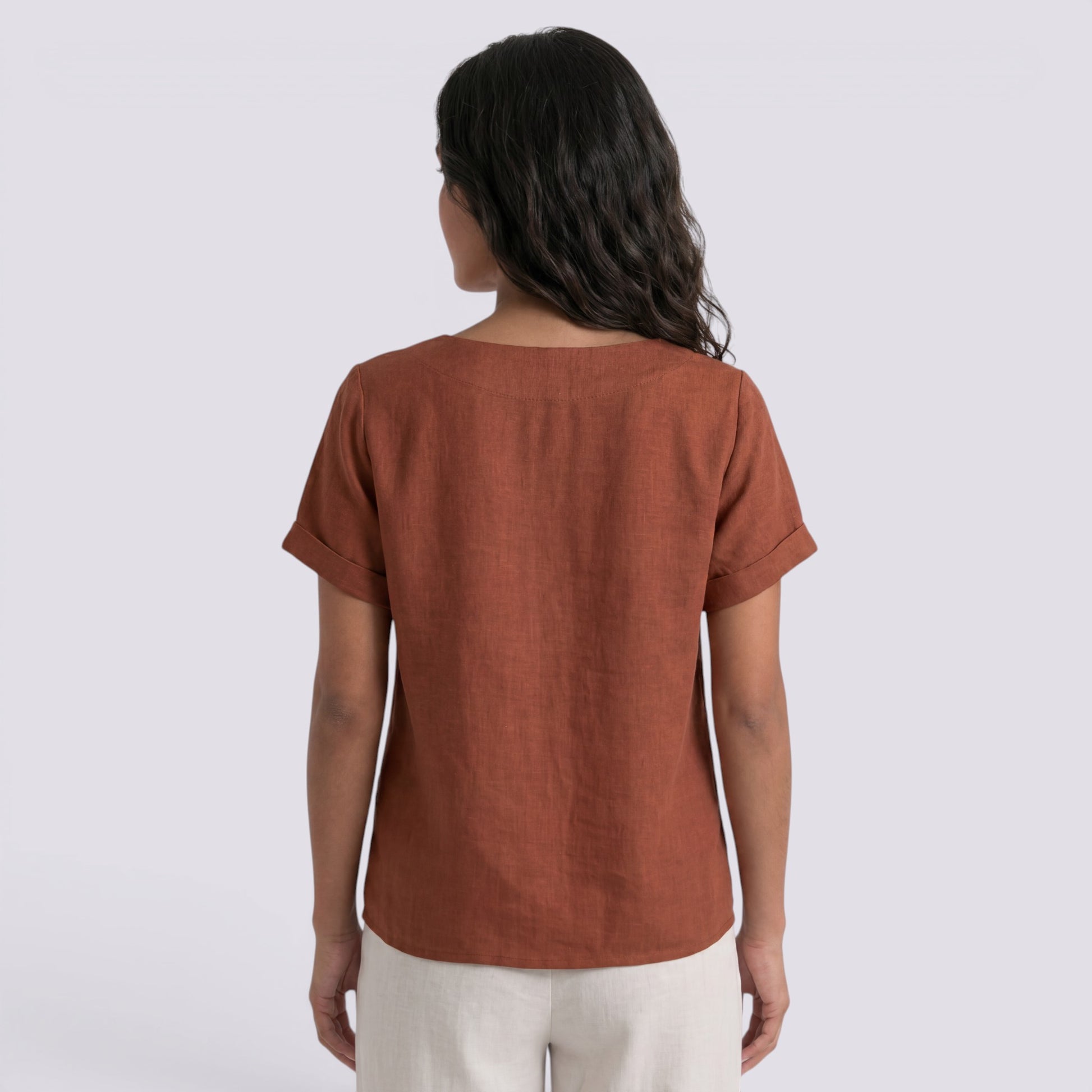 Blusa Lino Mujer Verano Corta