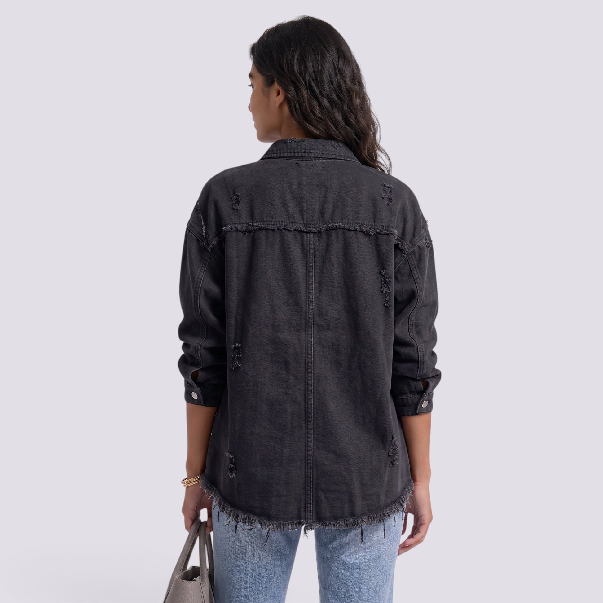 Chaqueta Vaquera Mujer Efecto Rota Deshilachada