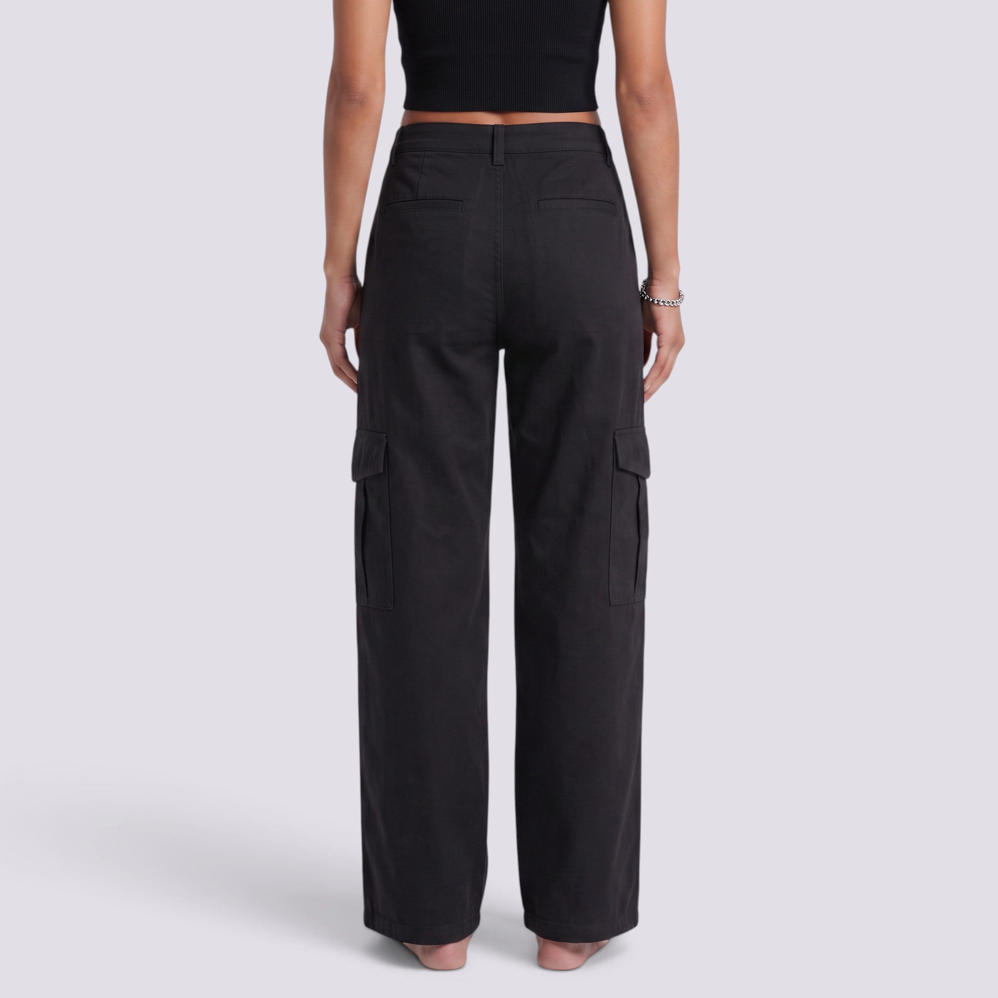 Pantalones Cargo Mujer Tiro Alto Multibolsillos
