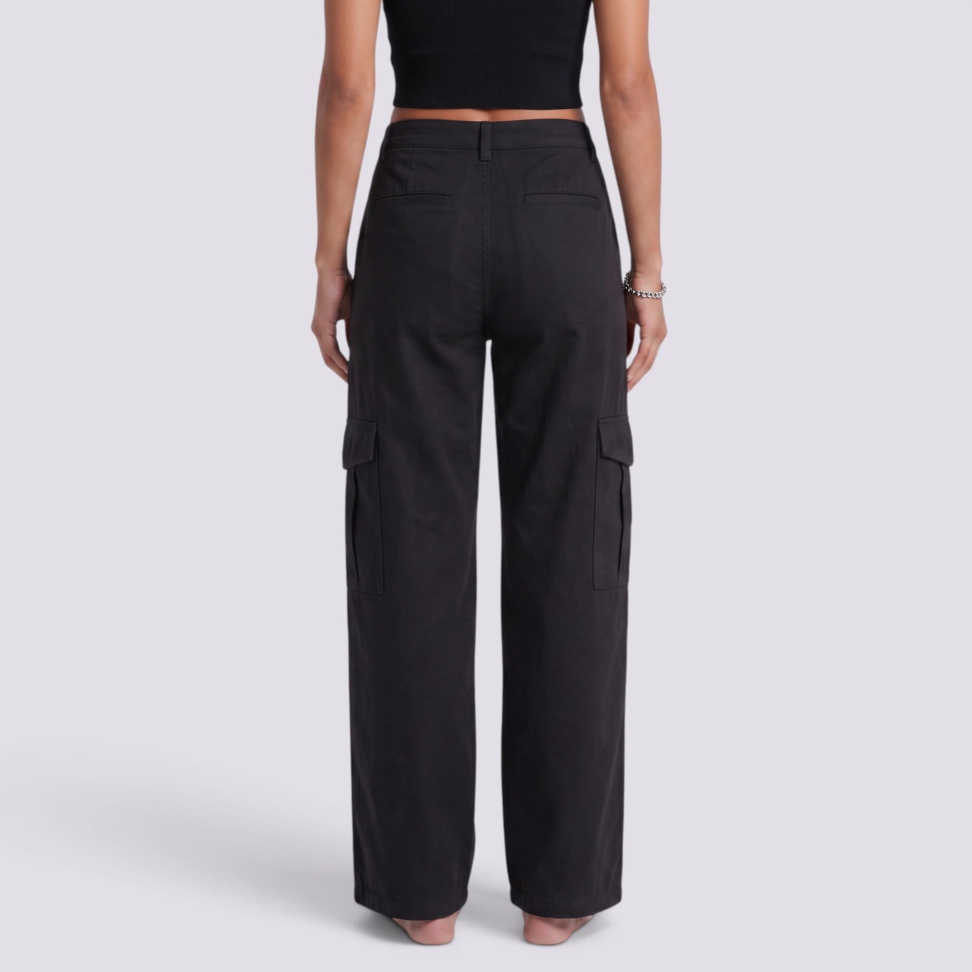 Pantalones Cargo Mujer Tiro Alto Multibolsillos