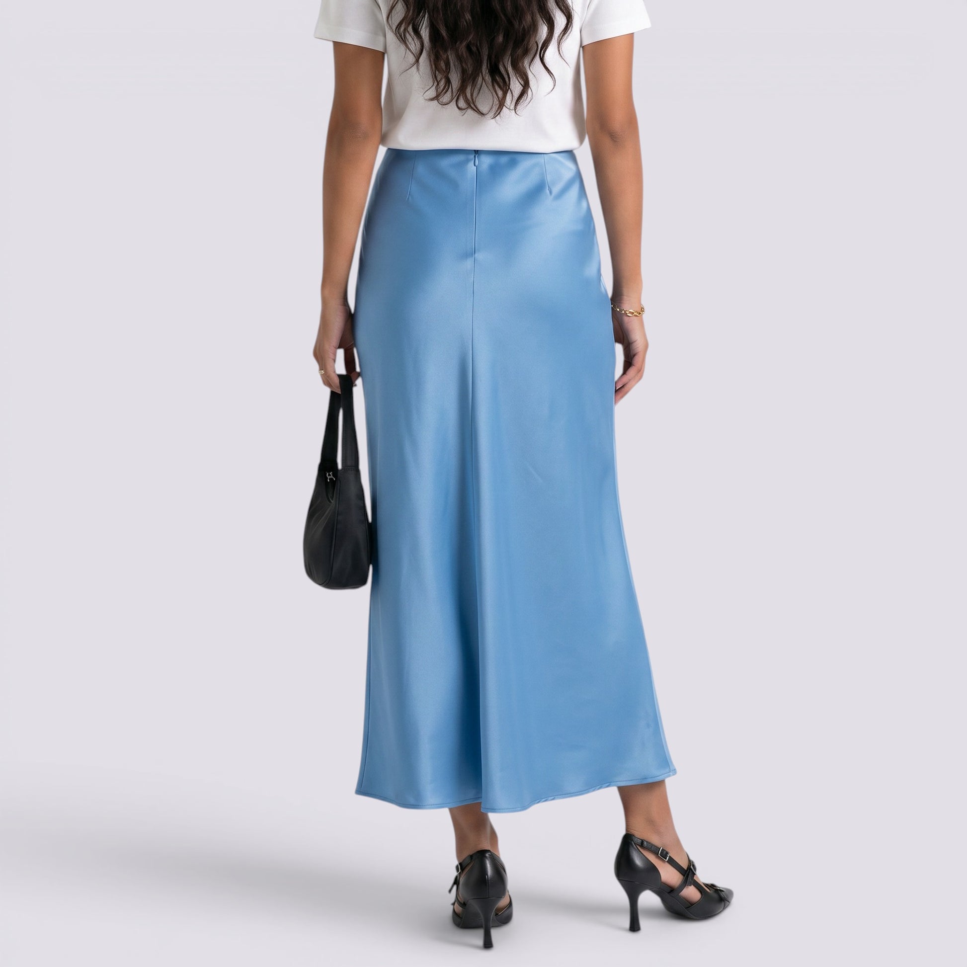 Falda Larga Satinada Mujer Elegante