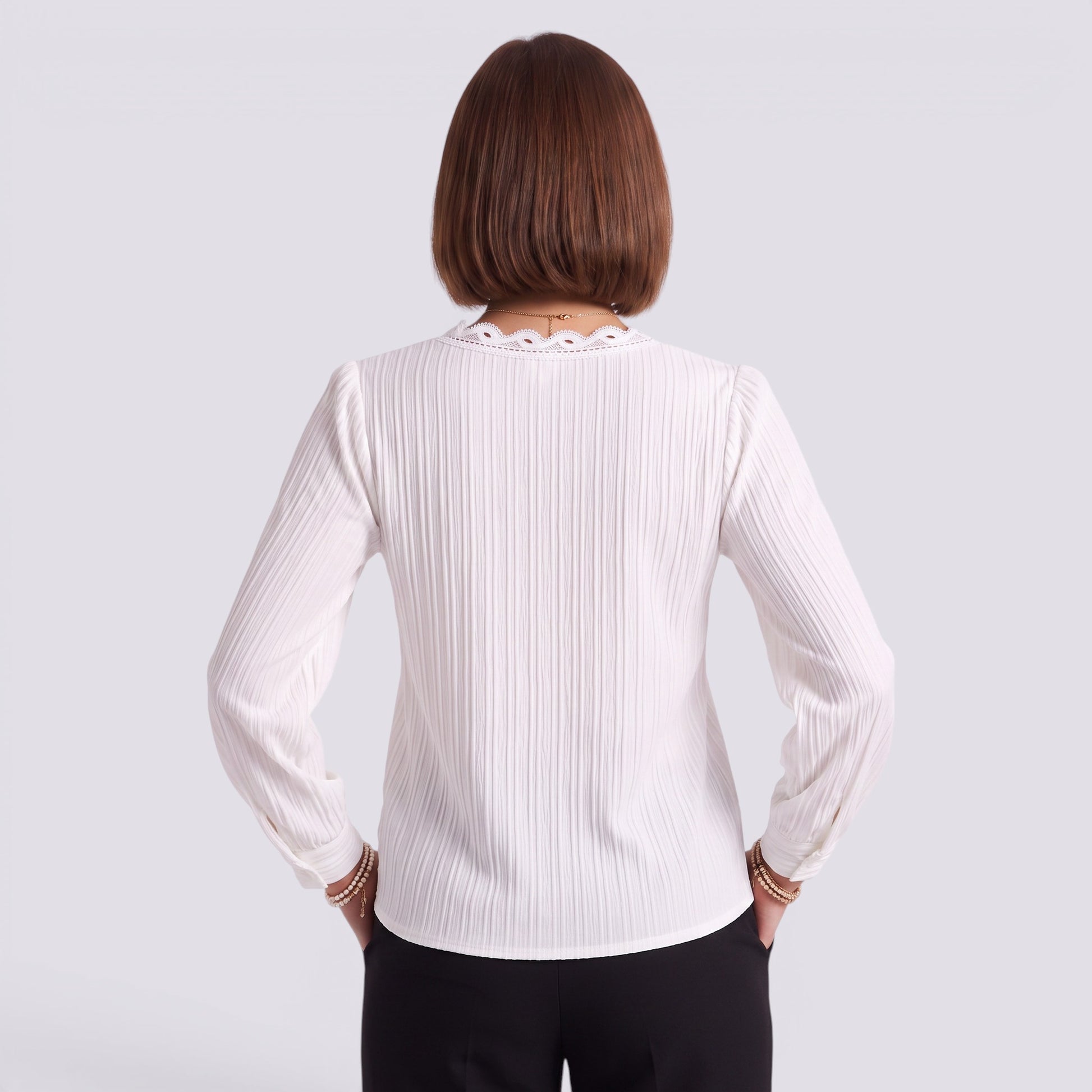 Blusa Mujer Encaje Cuello Pico