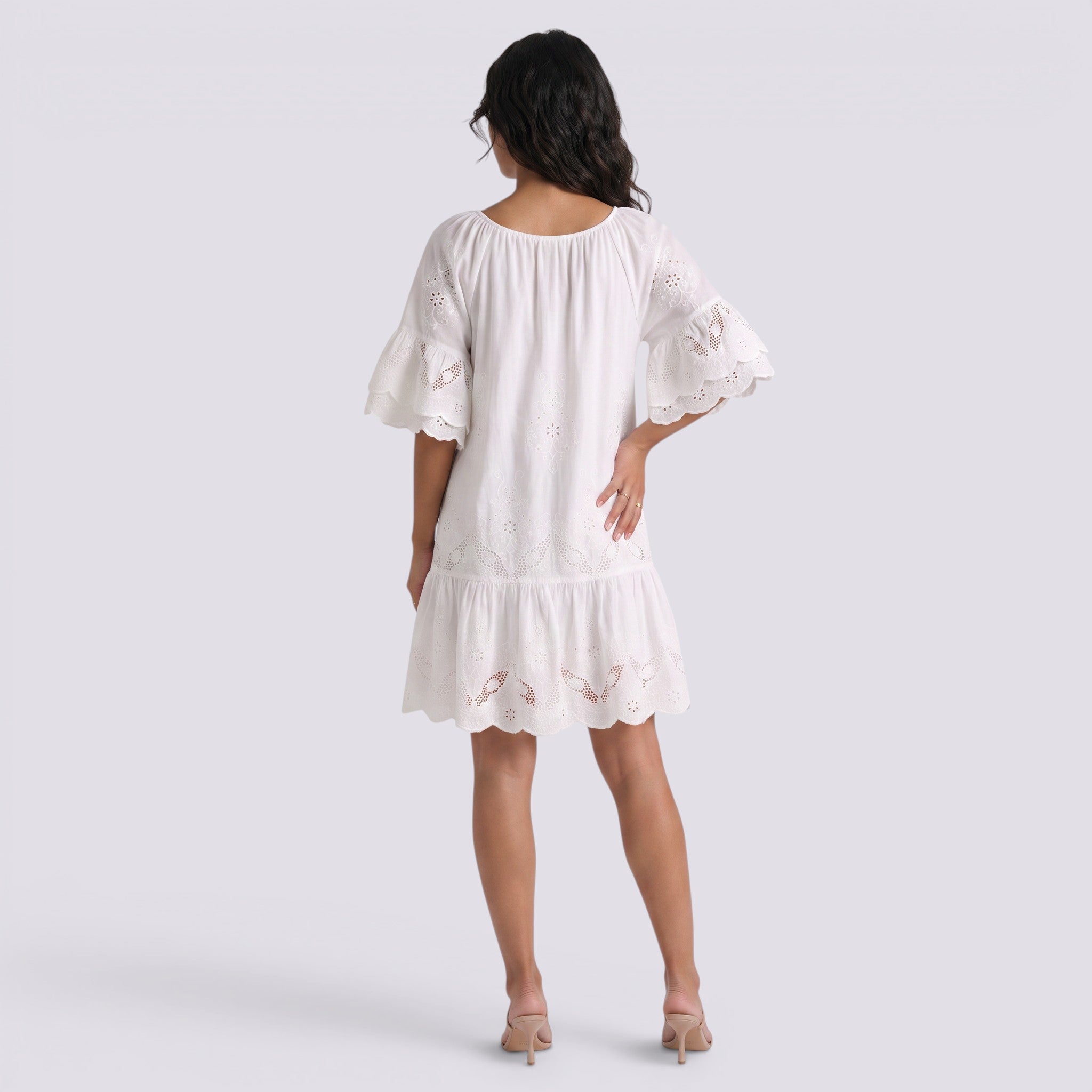 Vestido de Playa Mujer Bordado Calado