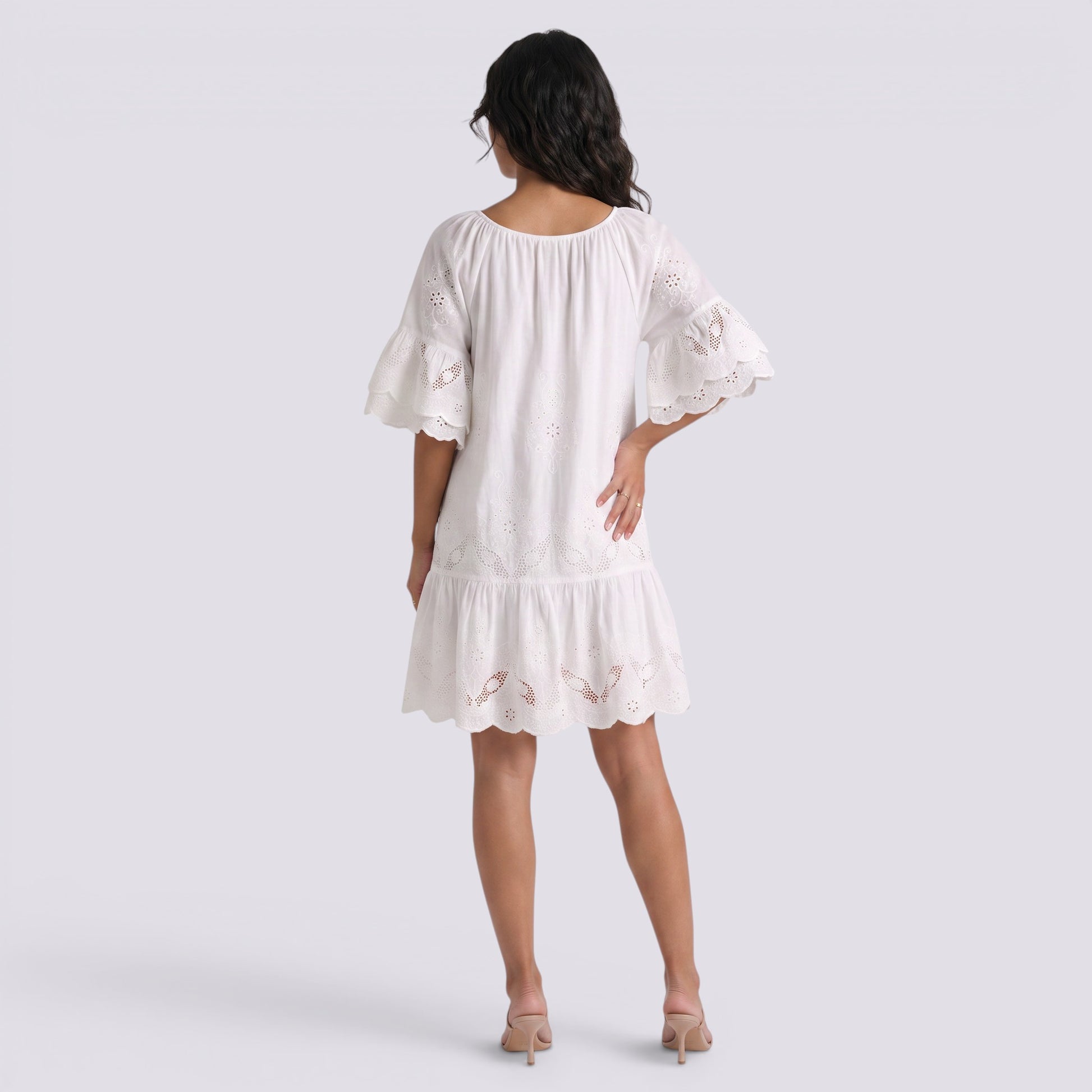 Vestido de Playa Mujer Bordado Calado