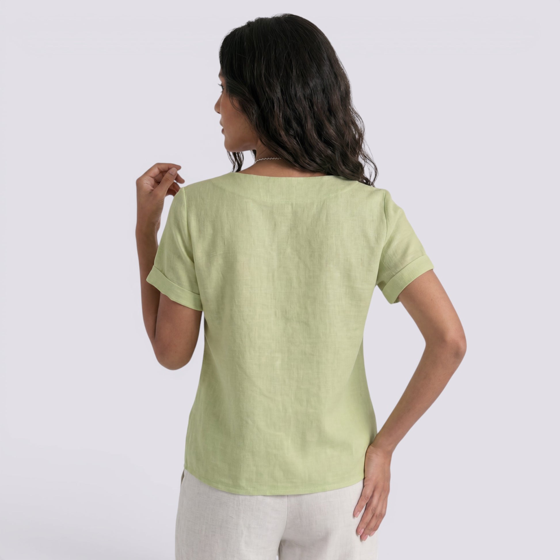 Blusa Lino Mujer Verano Corta