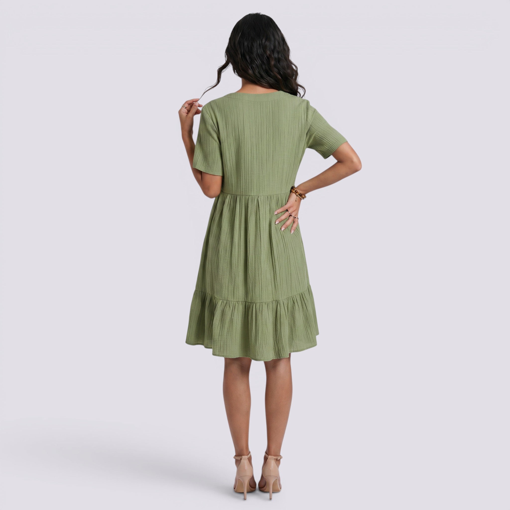 Vestido Corto Mujer Verano Cuello Pico Boho