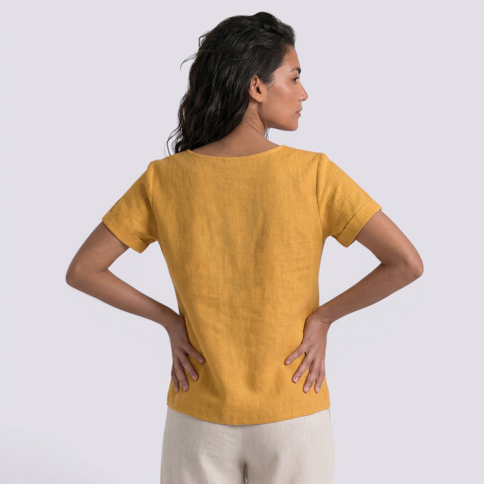 Blusa Lino Mujer Verano Corta