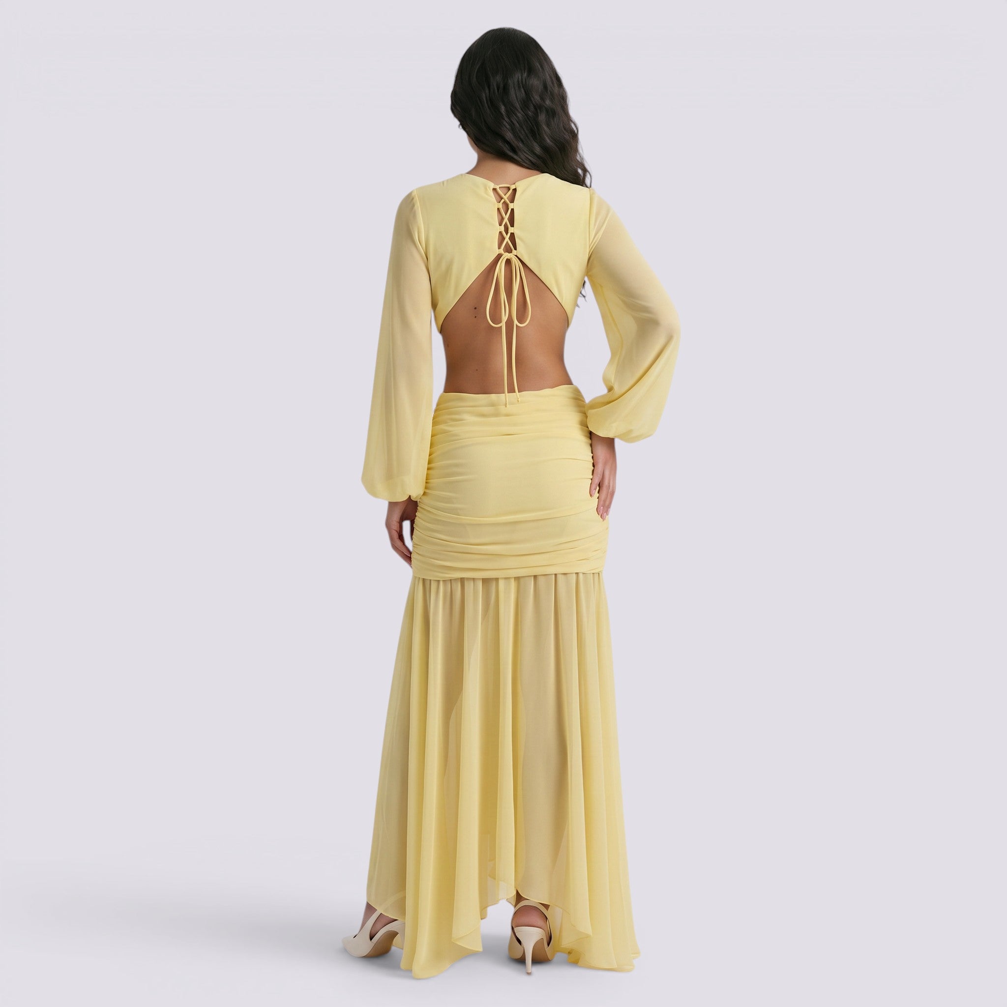 Vestido Largo Mujer Manga Larga Fiesta Elegante