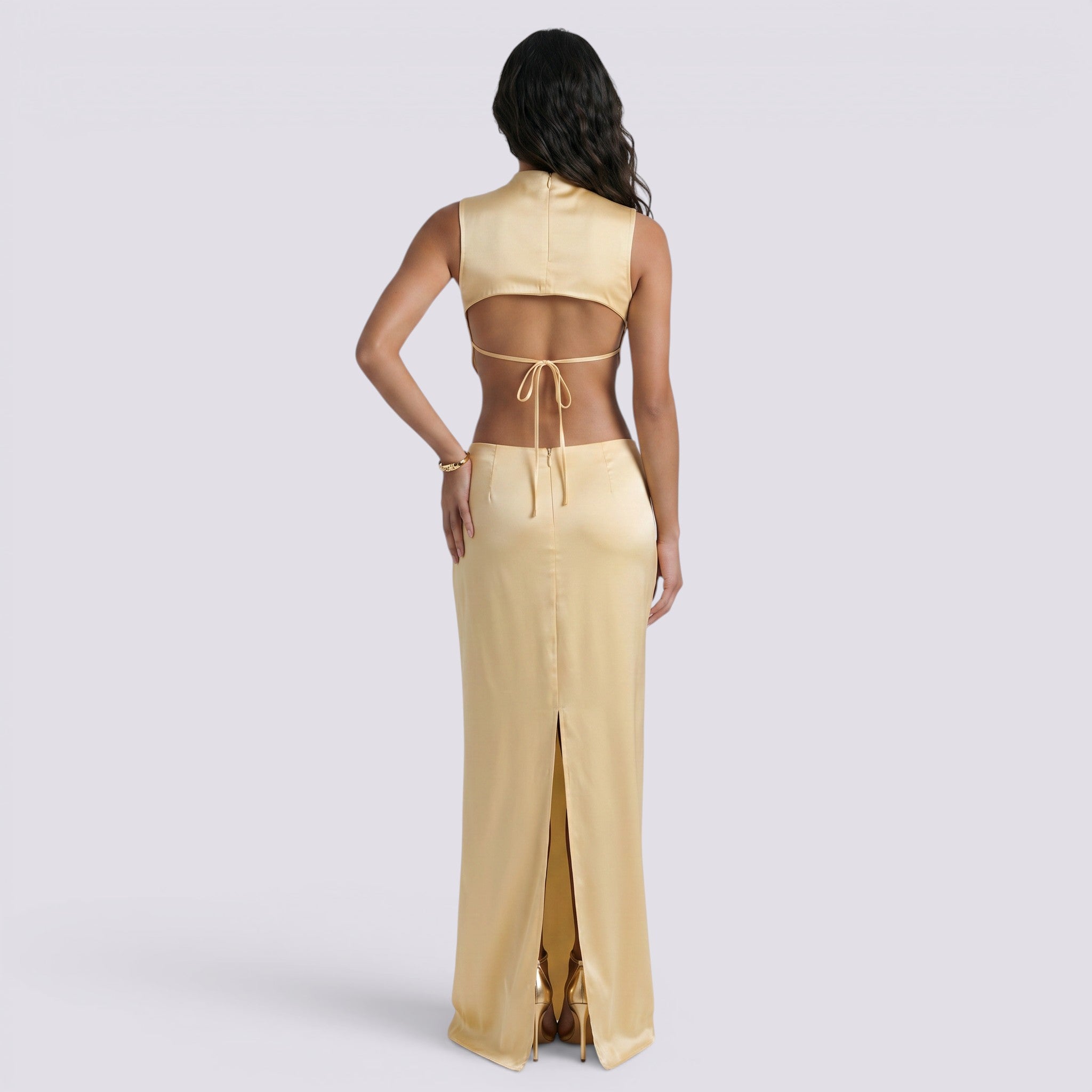 Conjunto Mujer Top y Falda Larga Eleganta