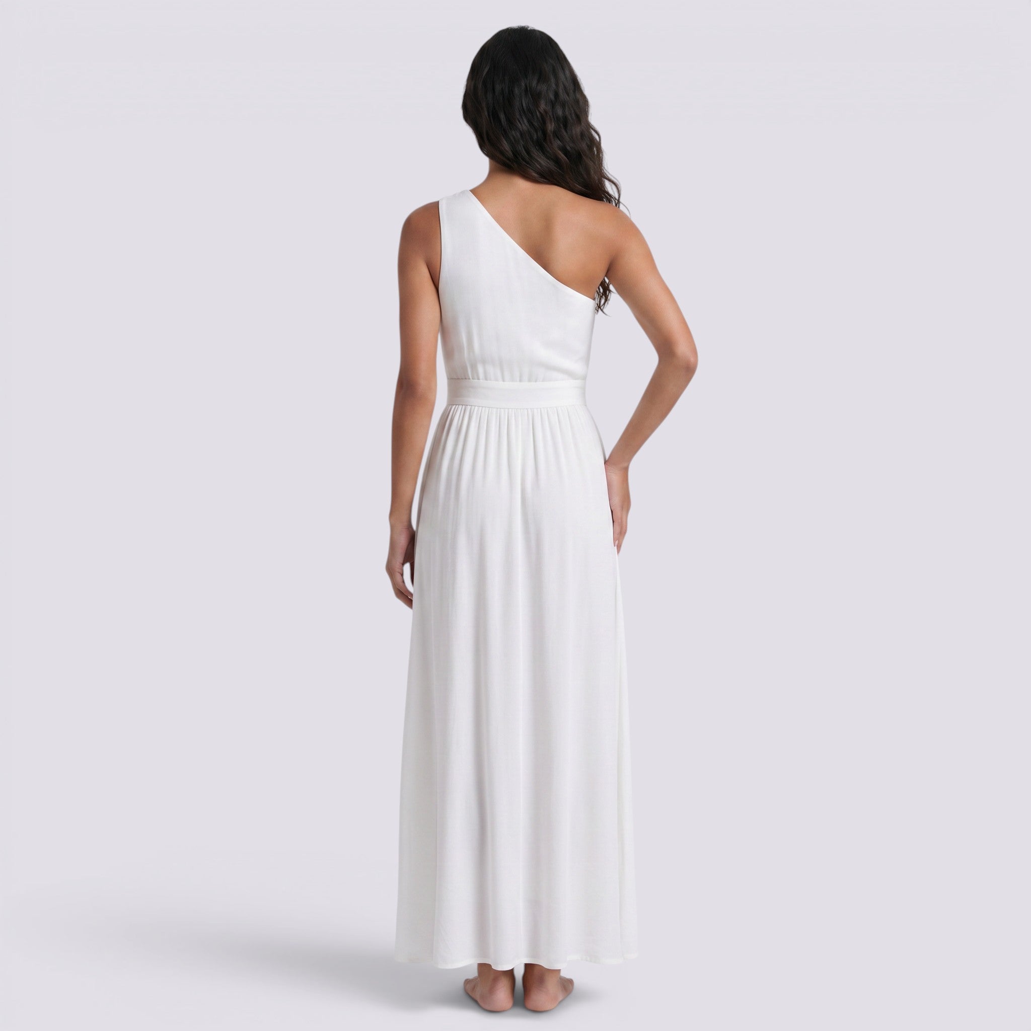 Vestido Largo Mujer de Fiesta Bordado Un Hombro