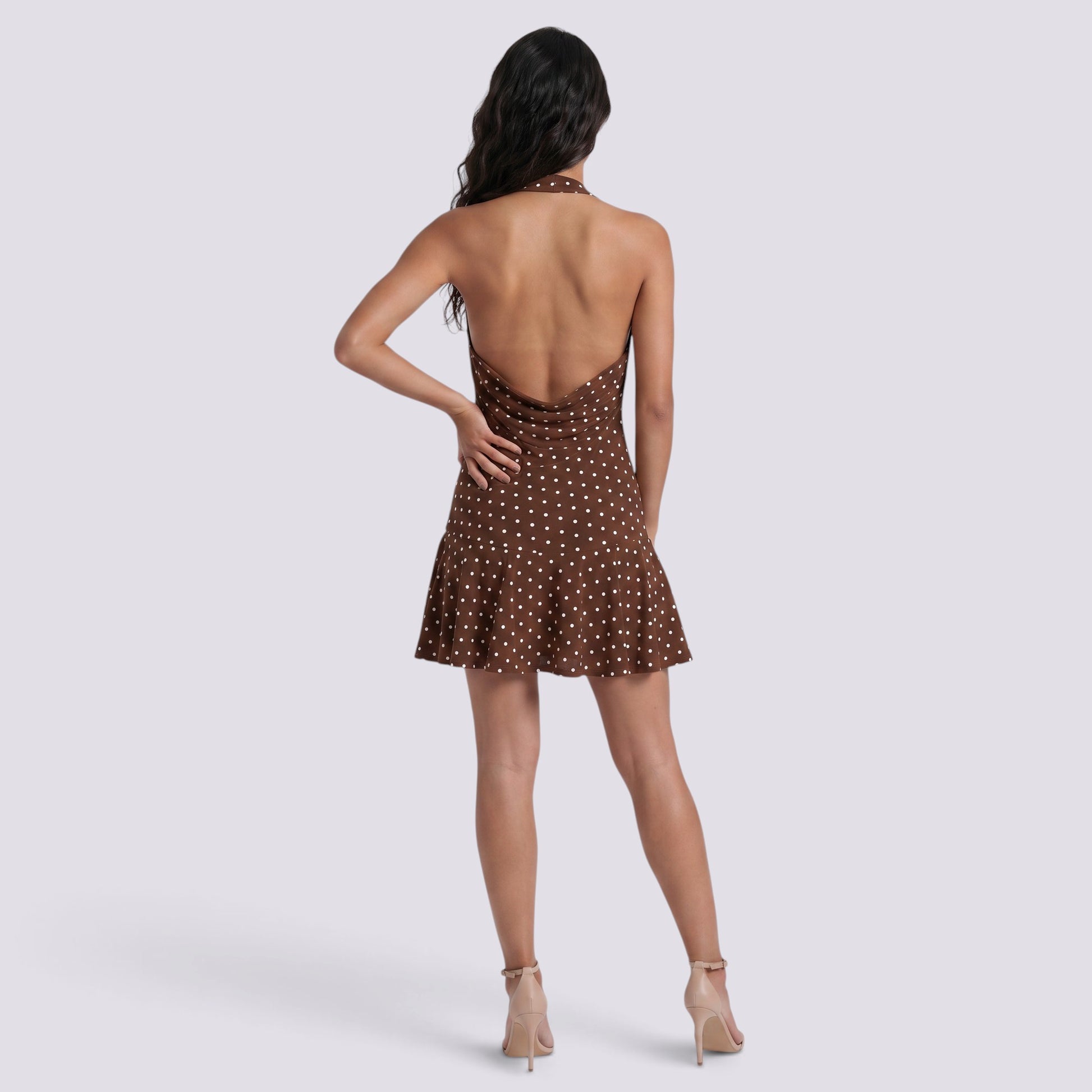 Vestido Lunares Mujer Espalda Descubierta Halter