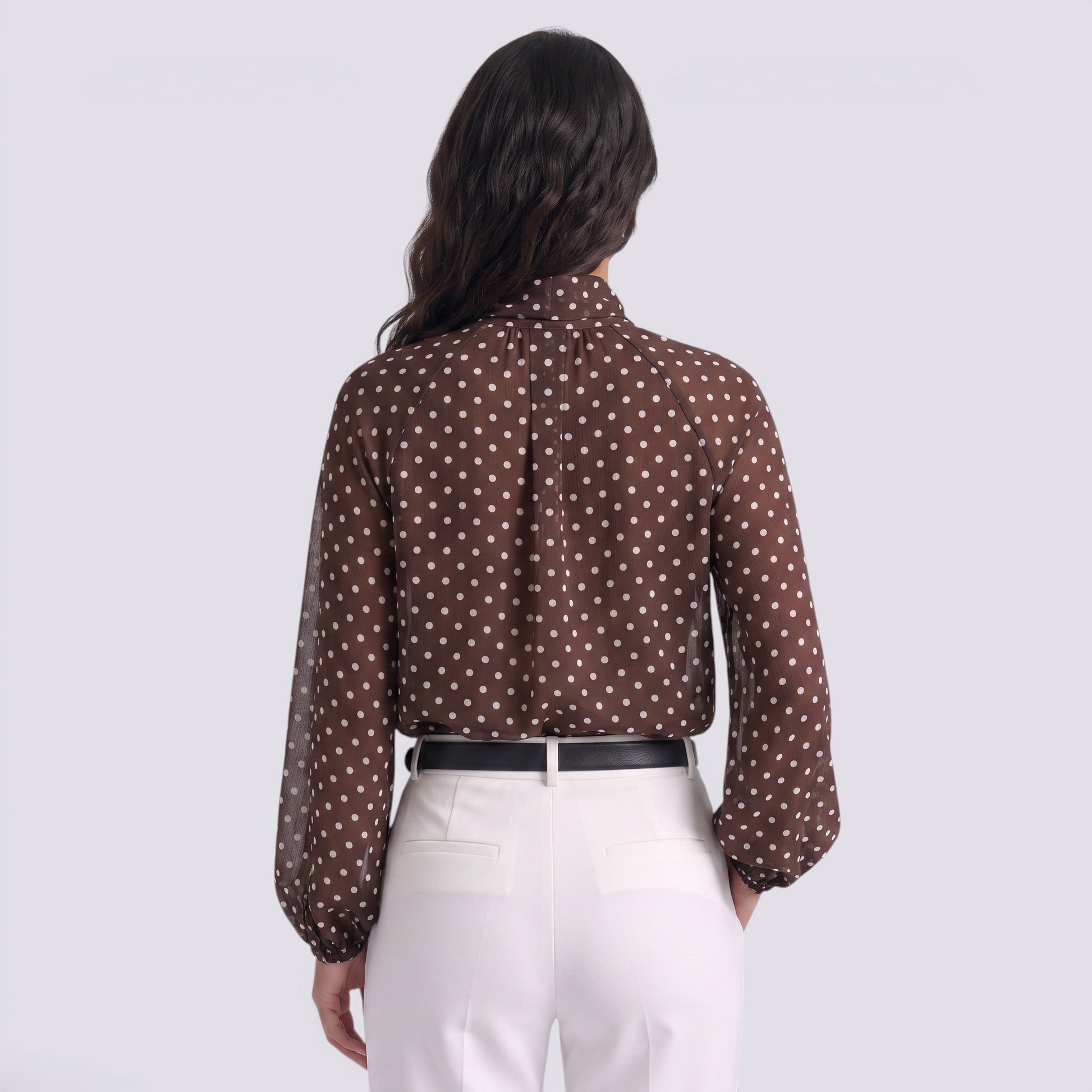 Blusa Mujer Lunares Lazo Manga