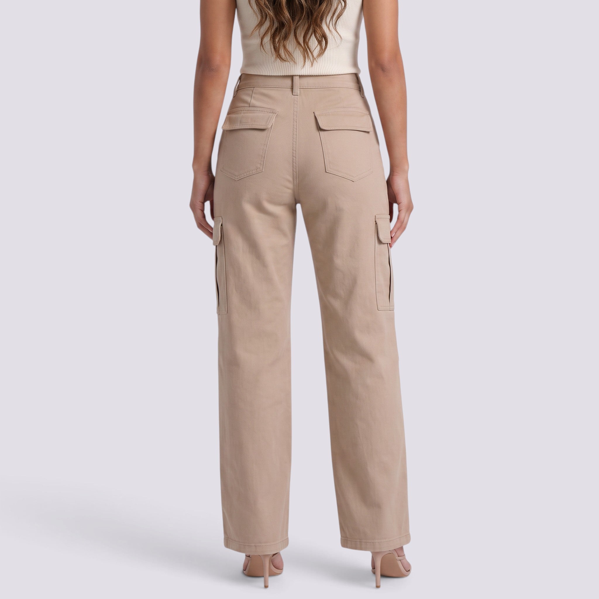 Pantalón Cargo Mujer Tiro Alto Bolsillos
