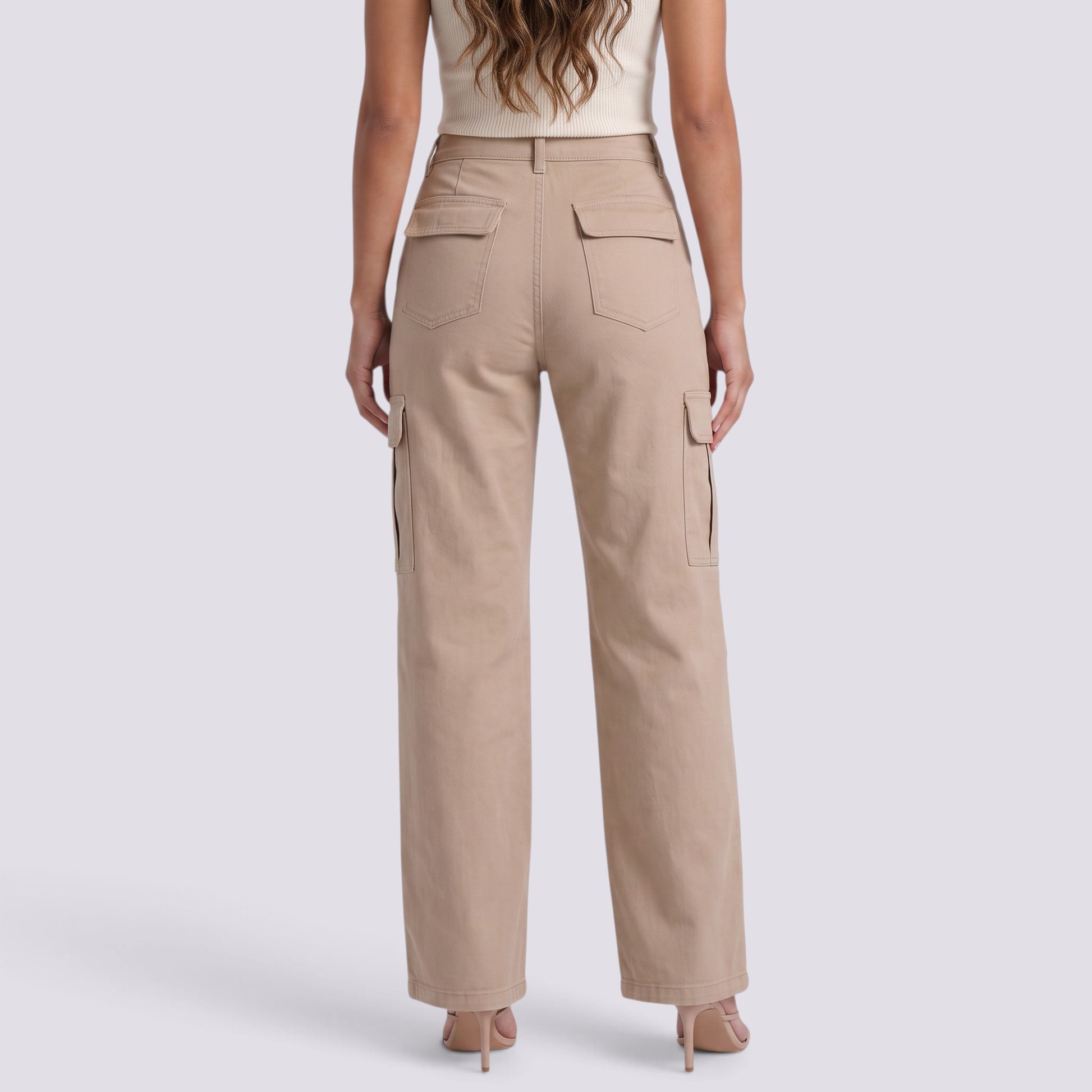 Pantalón Cargo Mujer Tiro Alto Bolsillos