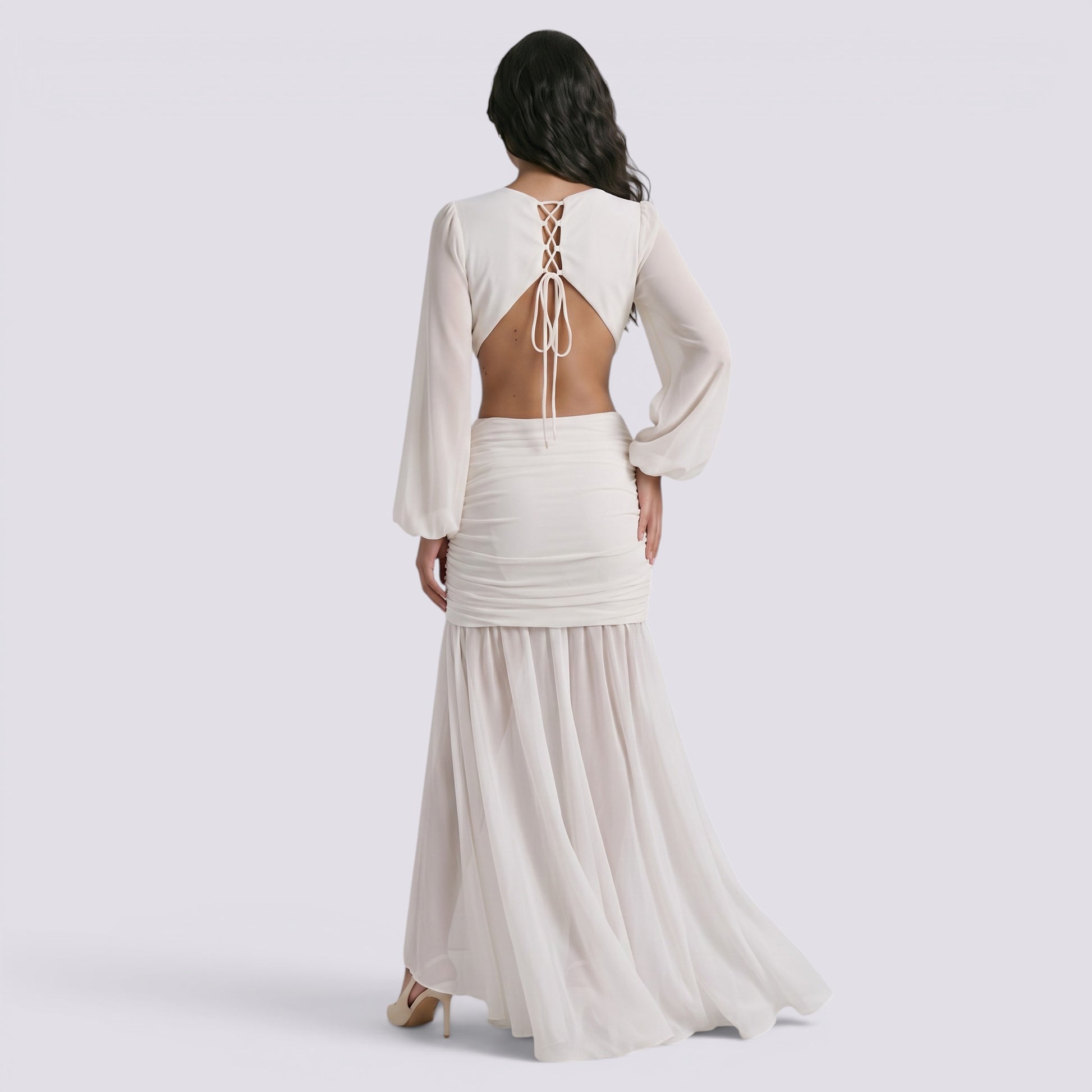 Vestido Largo Mujer Manga Larga Fiesta Elegante