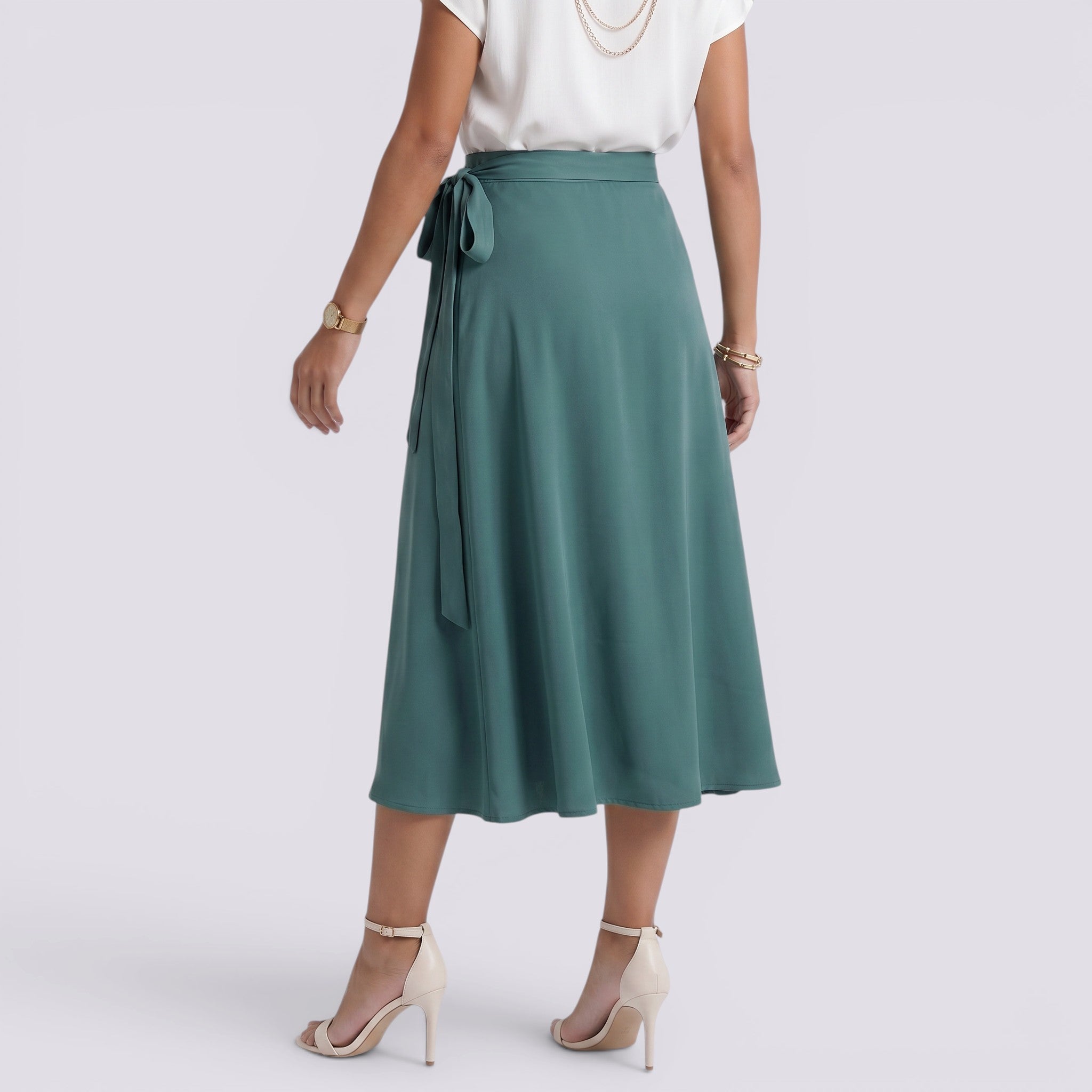 Falda Vaquera Midi Cruzada Mujer