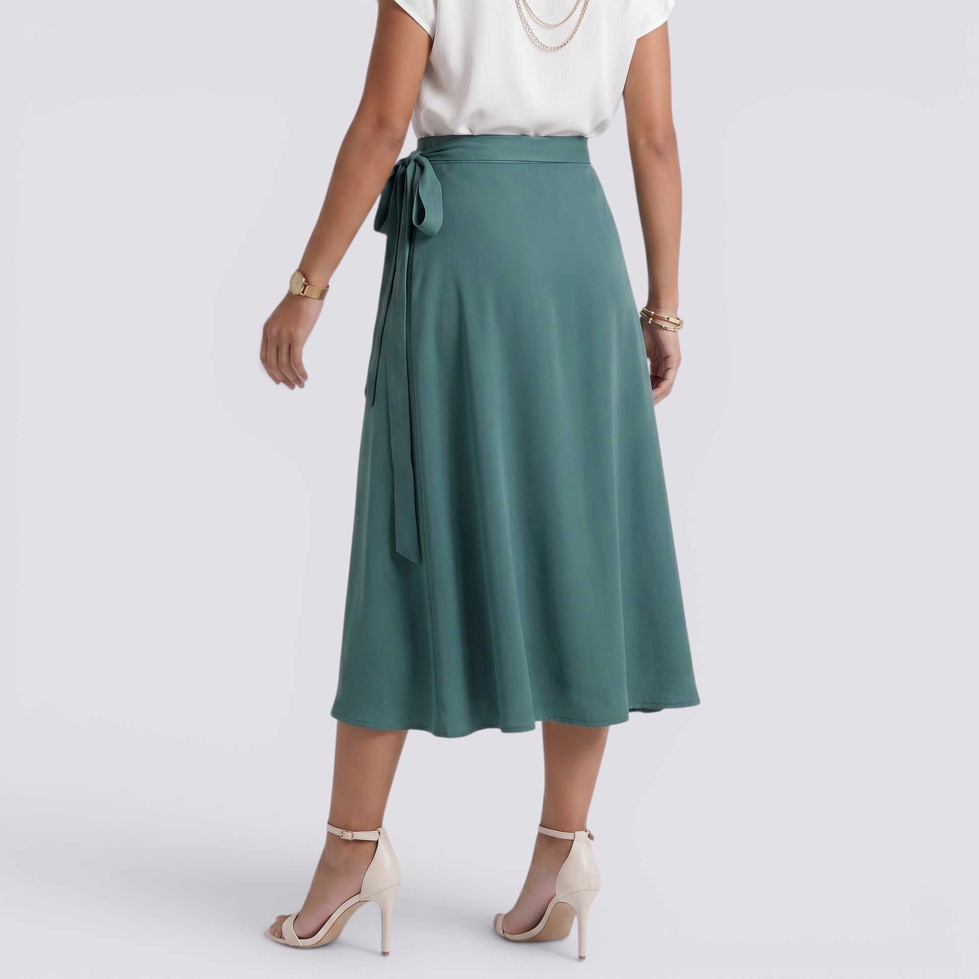 Falda Vaquera Midi Cruzada Mujer