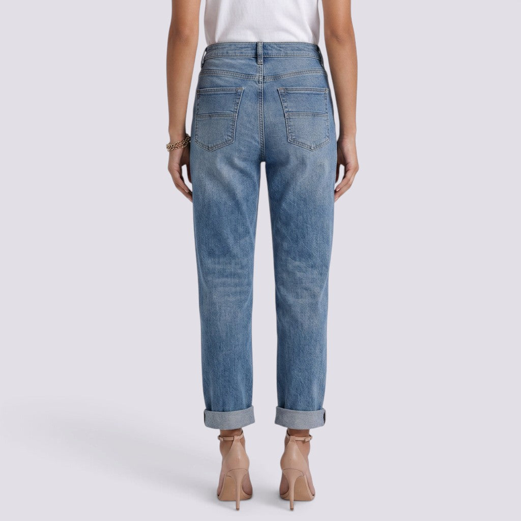 Pantalón Vaquero Mujer Recto con Pedrería