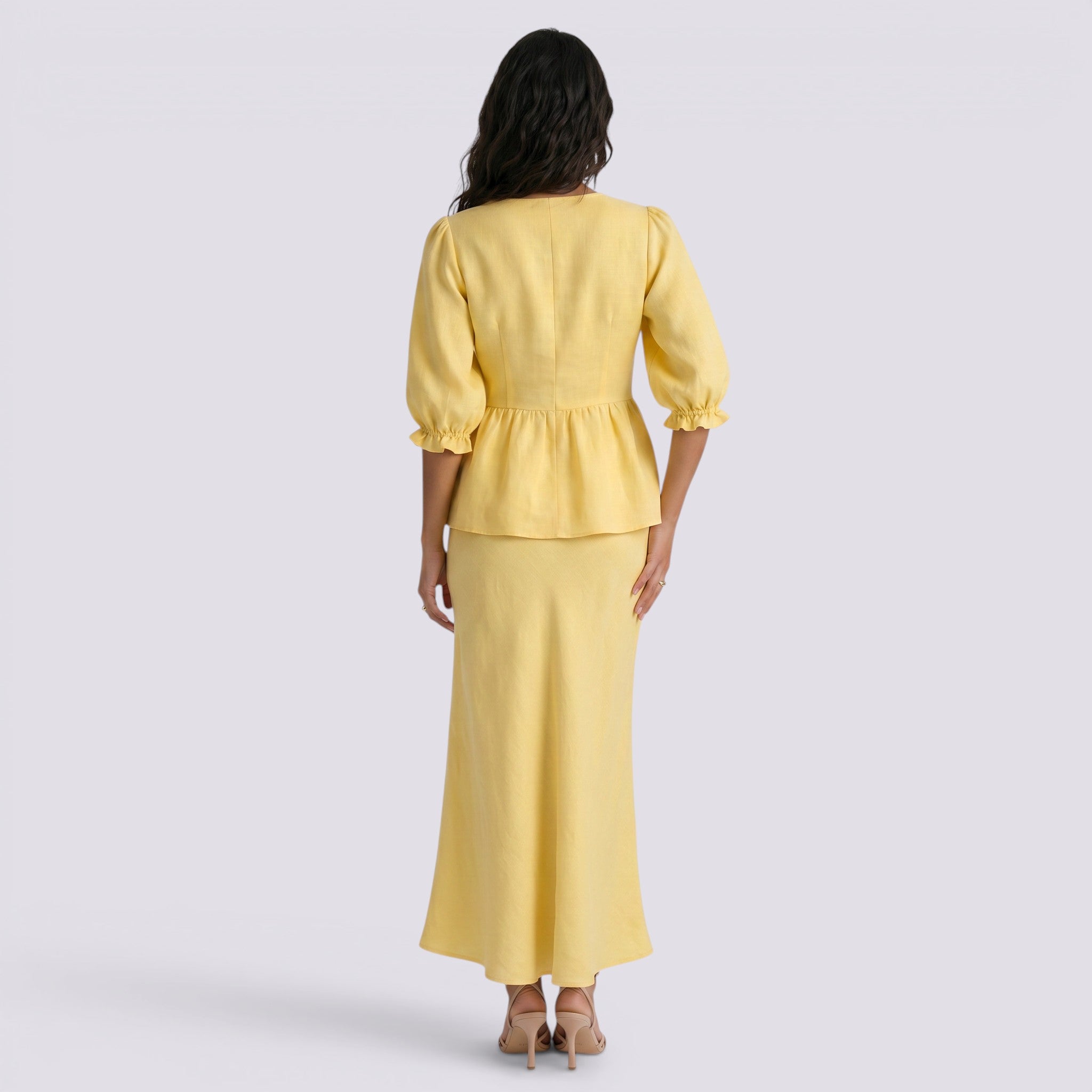 Conjunto Top Cruzado Manga Globo Mujer